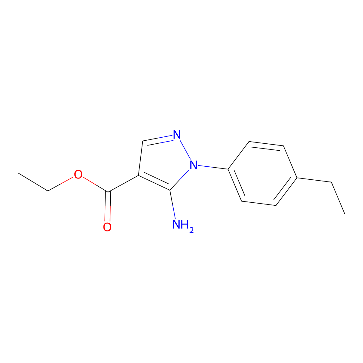 ethyl 5-amino-1-(4-ethylphenyl)-1H-pyrazole-4-carboxylate molecular structure, CAS 1268052-53-4