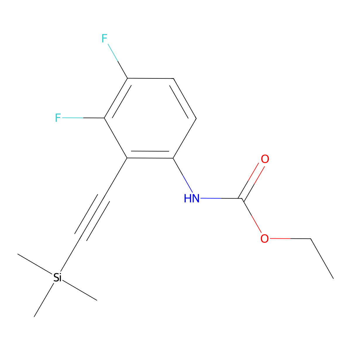 Ethyl (3,4-difluoro-2-((trimethylsilyl)ethynyl)phenyl)carbamate molecular structure, CAS 1268052-96-5