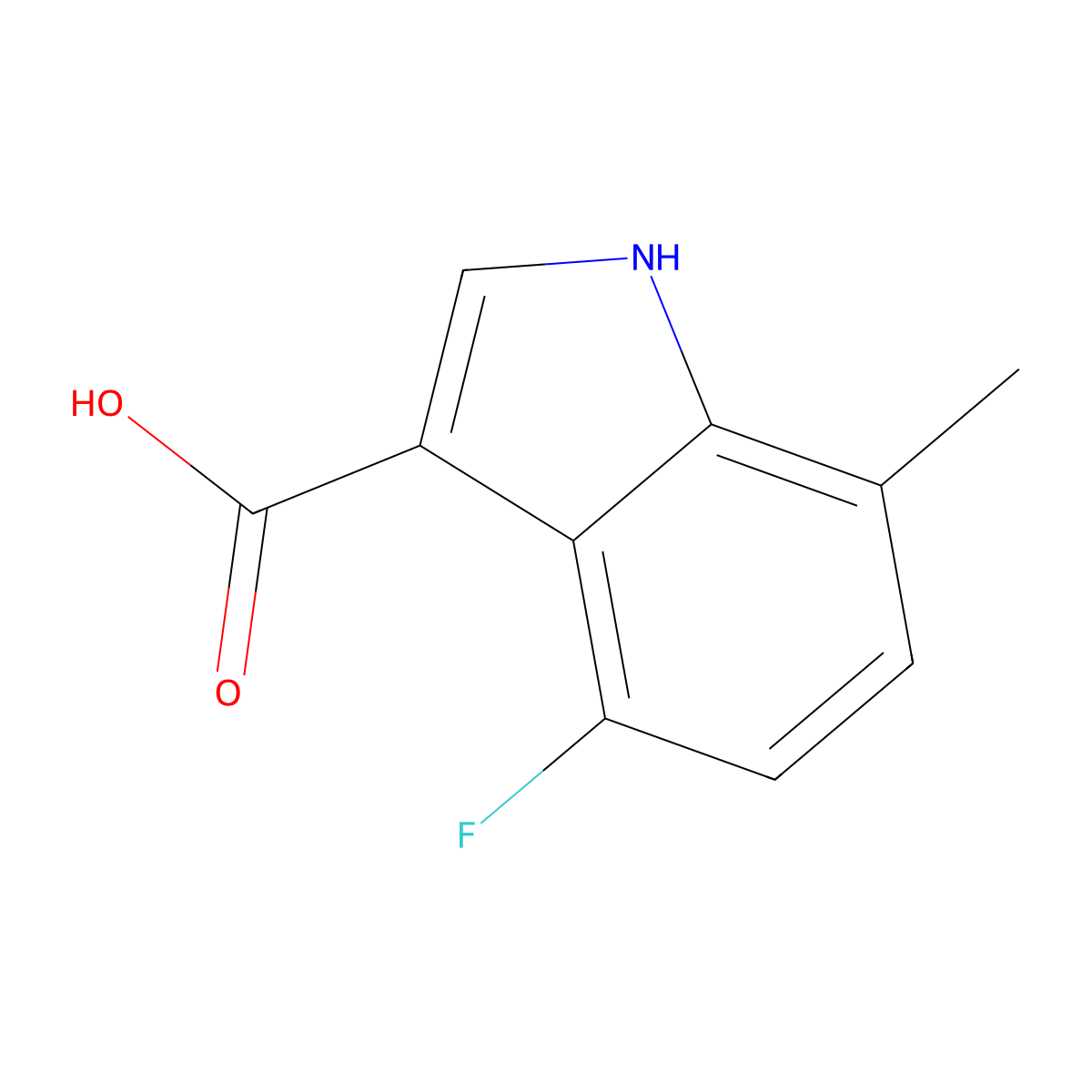 4-fluoro-7-methyl-1H-indole-3-carboxylic acid molecular structure, CAS 1268053-38-8