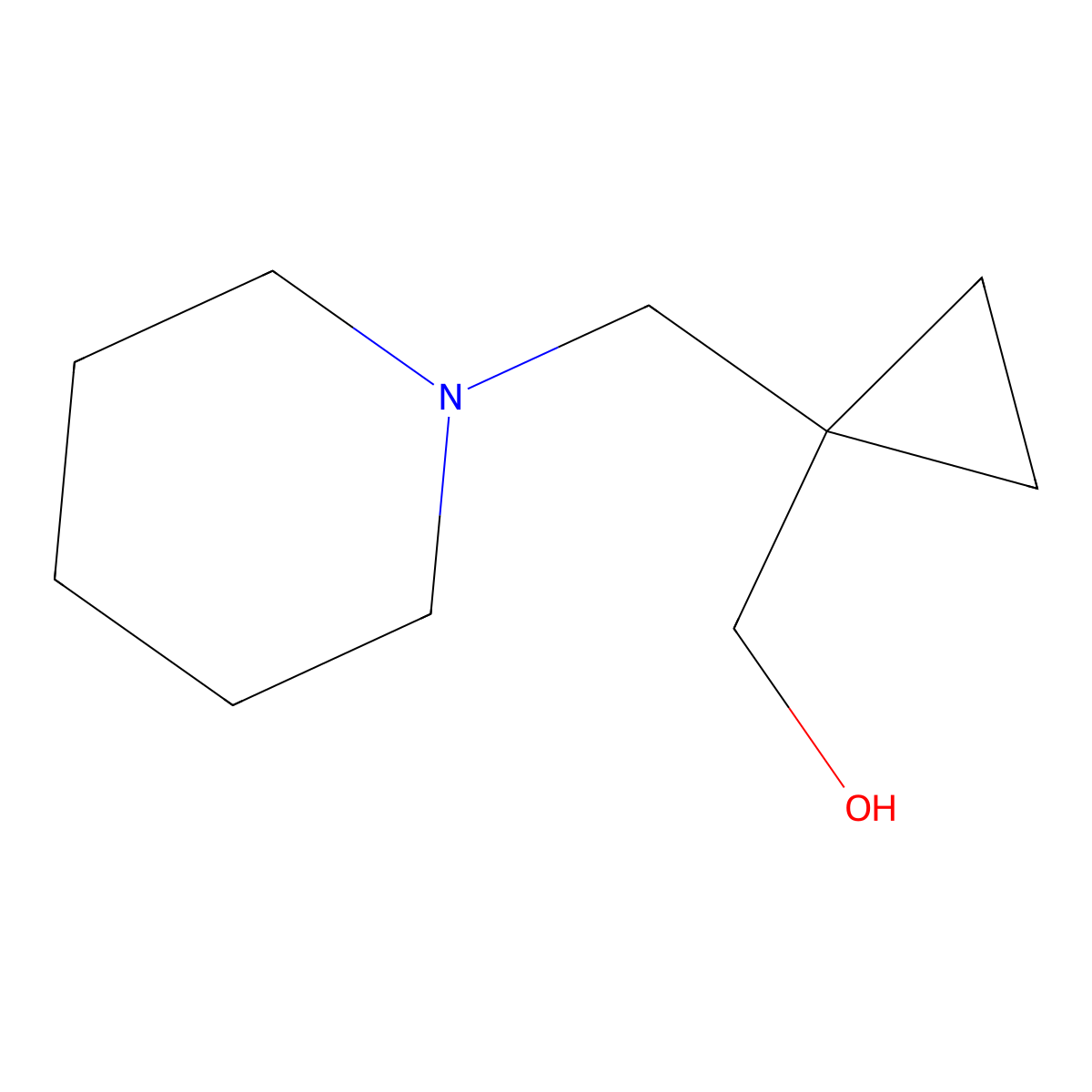 {1-[(Piperidin-1-yl)methyl]cyclopropyl}methanol molecular structure, CAS 1268057-08-4