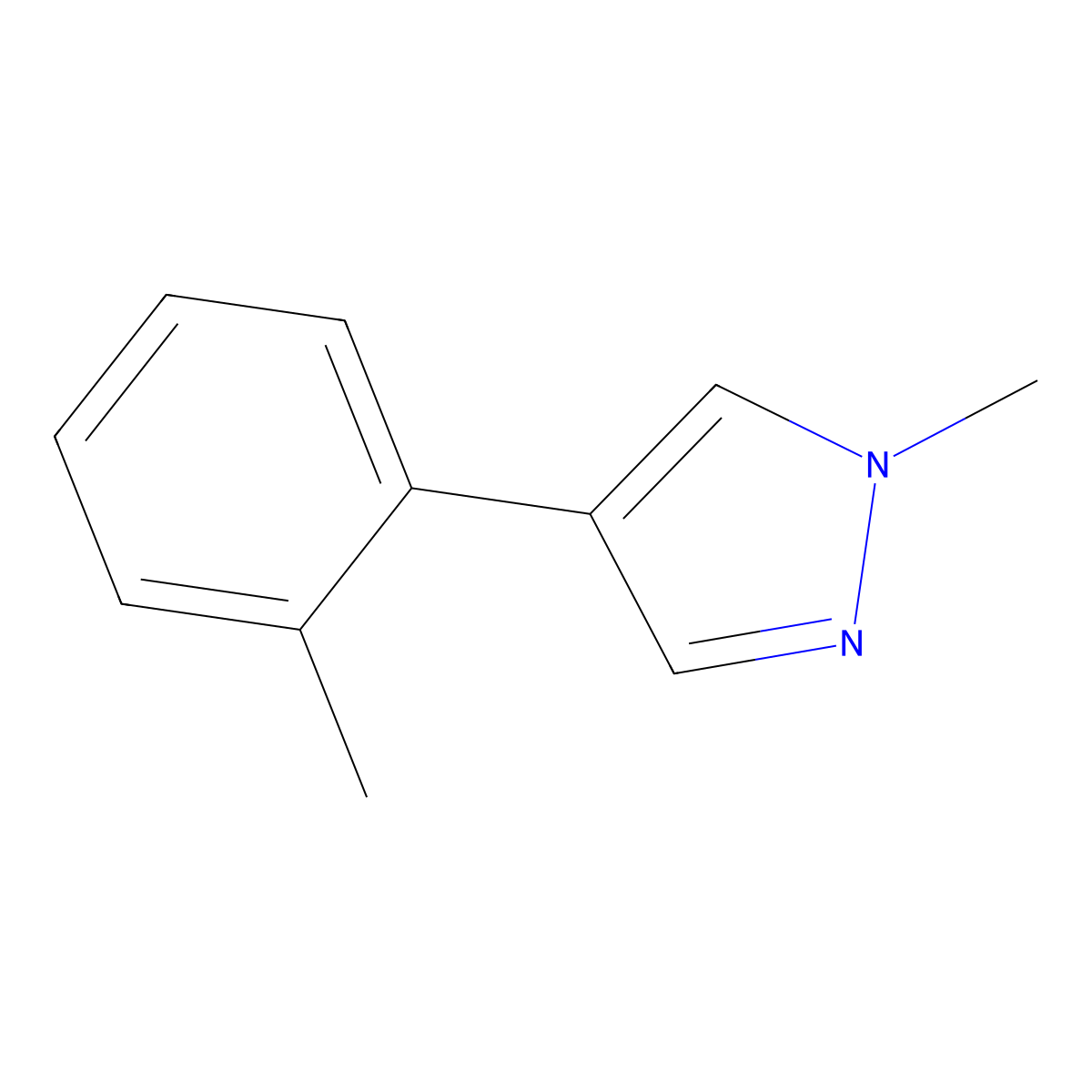 1-Methyl-4-(2-methylphenyl)-1H-pyrazole molecular structure, CAS 1268057-72-2