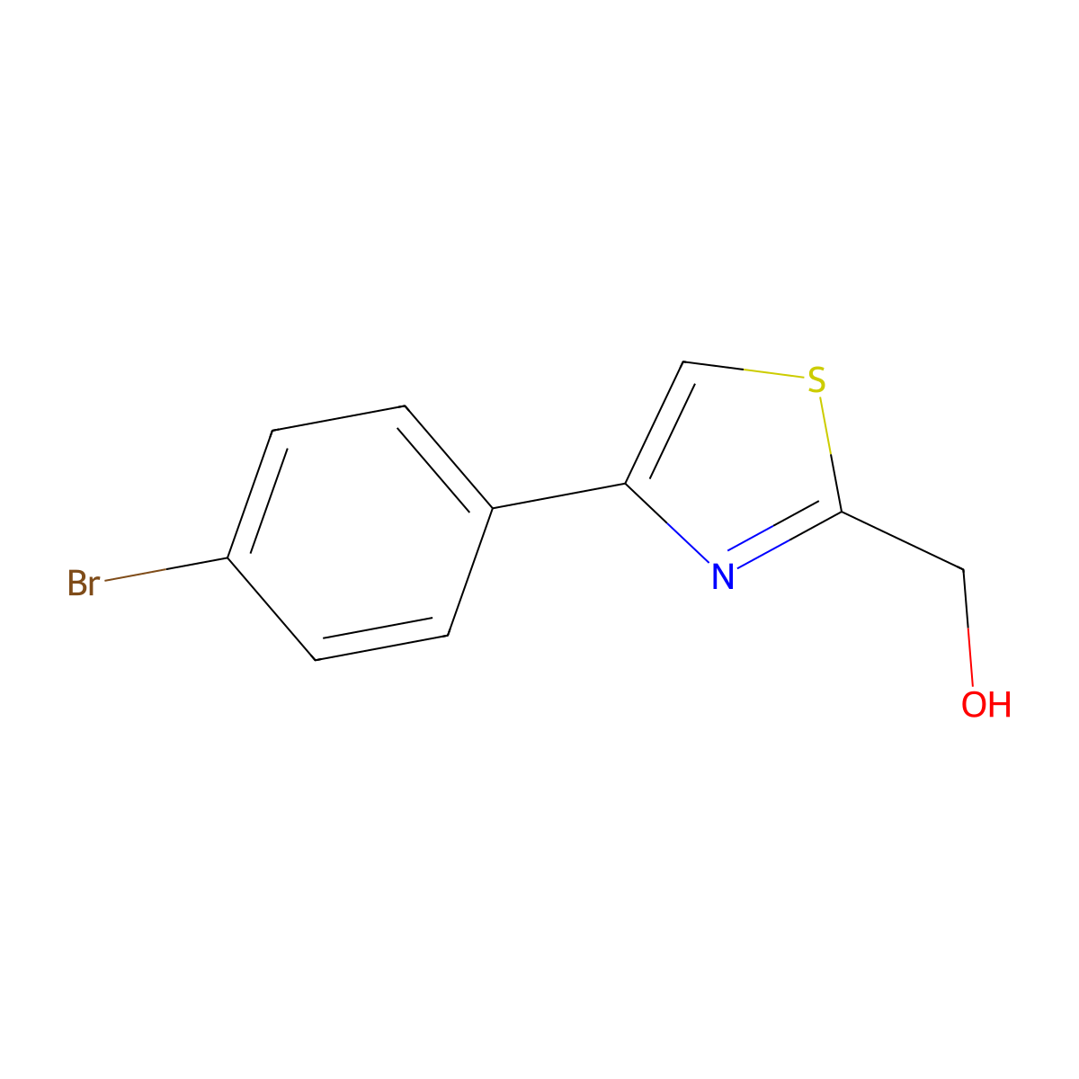 (4-(4-Bromophenyl)thiazol-2-yl)methanol molecular structure, CAS 1268073-94-4