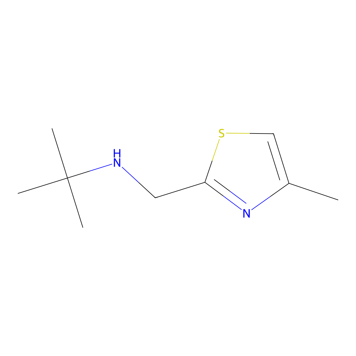 2-Thiazolemethanamine, N-(1,1-dimethylethyl)-4-methyl- molecular structure, CAS 1268075-23-5