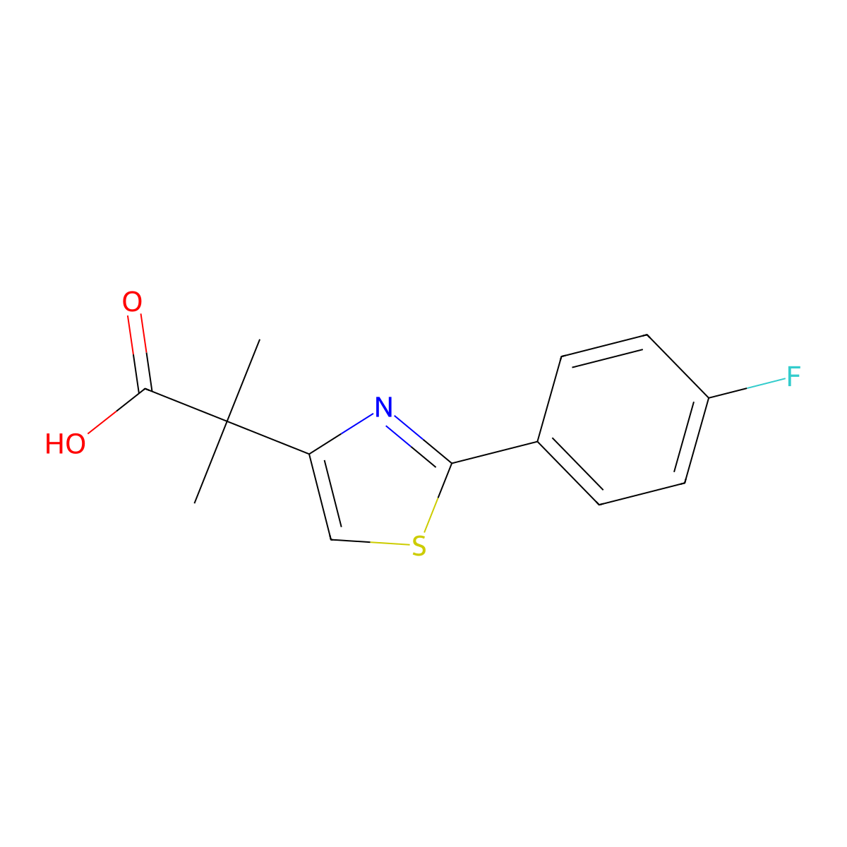 2-(2-(4-Fluorophenyl)thiazol-4-yl)-2-methylpropanoic acid molecular structure, CAS 1268077-02-6
