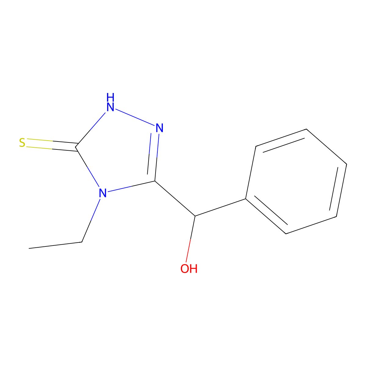 4-Ethyl-2,4-dihydro-5-(hydroxyphenylmethyl)-3H-1,2,4-triazole-3-thione molecular structure, CAS 126808-97-7