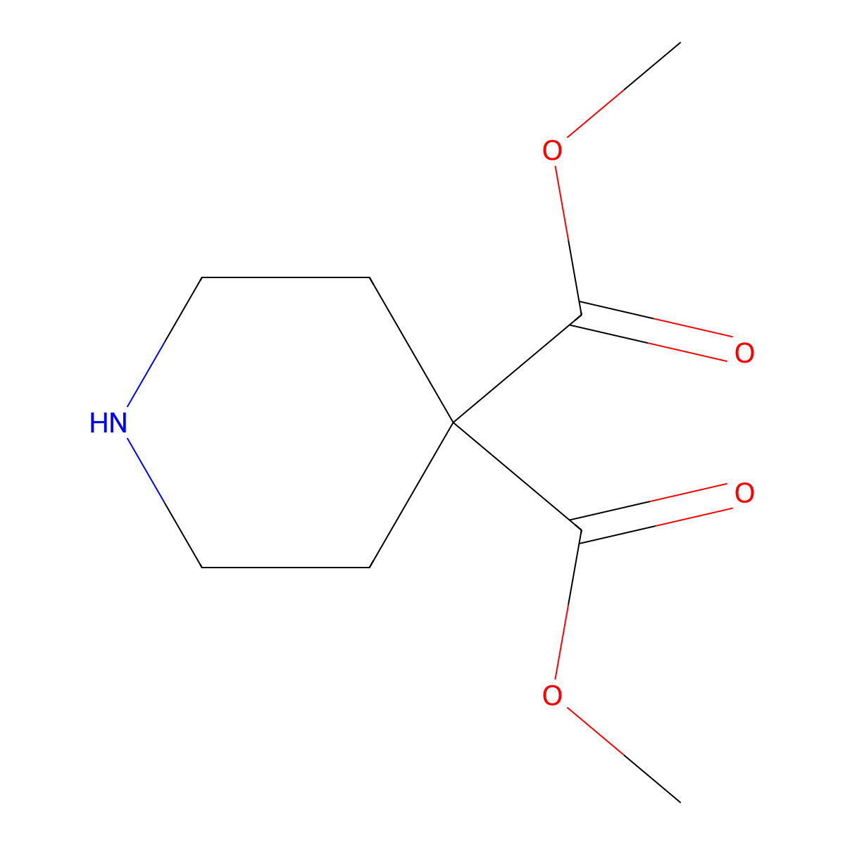 Dimethyl piperidine-4,4-dicarboxylate molecular structure, CAS 1268085-49-9