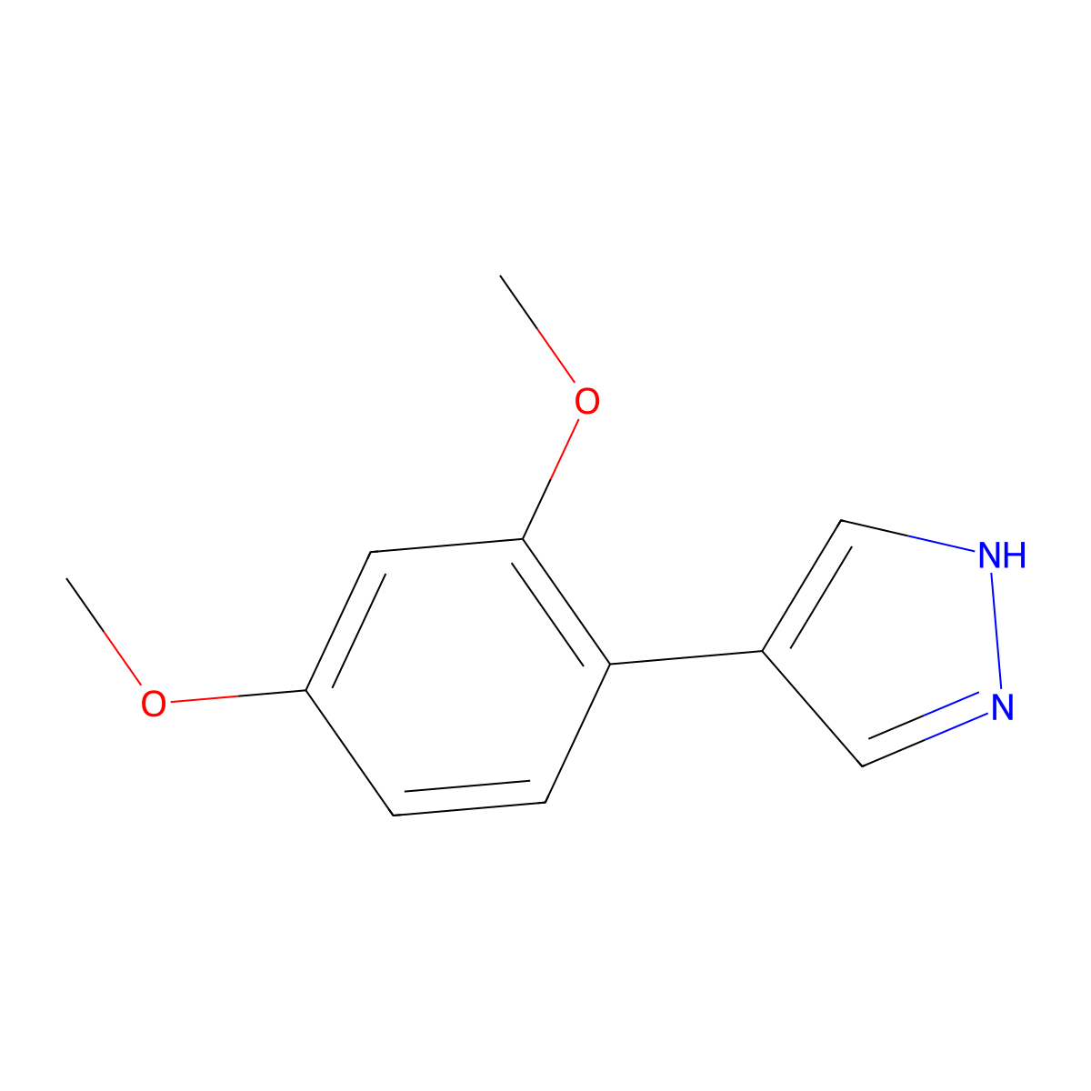4-(2,4-dimethoxyphenyl)-1H-pyrazole molecular structure, CAS 1268089-77-5
