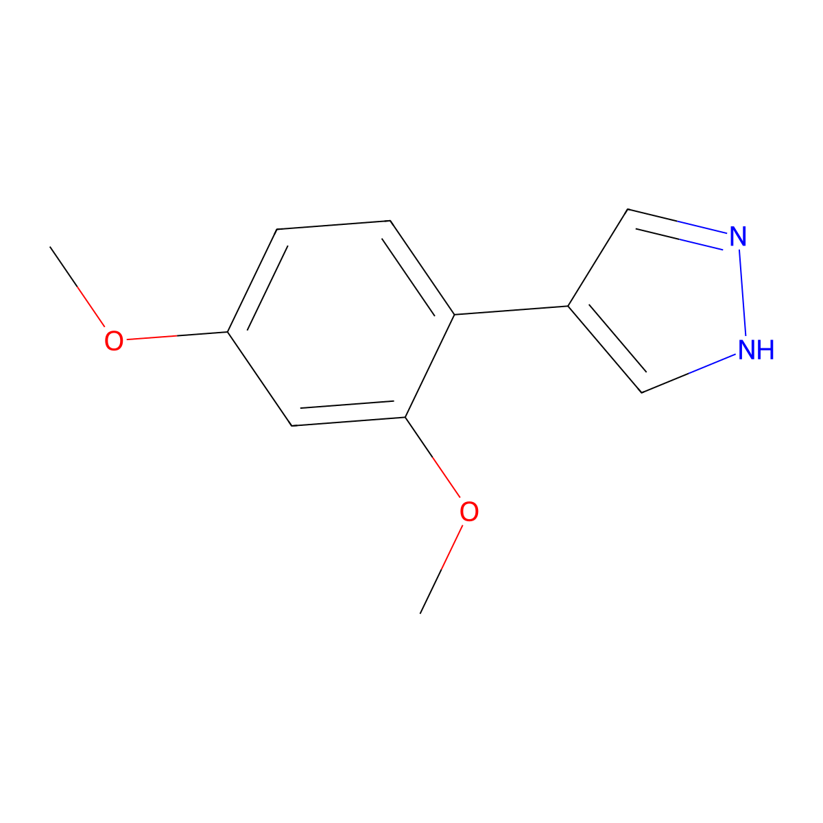 4-(2,4-dimethoxyphenyl)-1H-pyrazole molecular structure, CAS 1268089-77-5