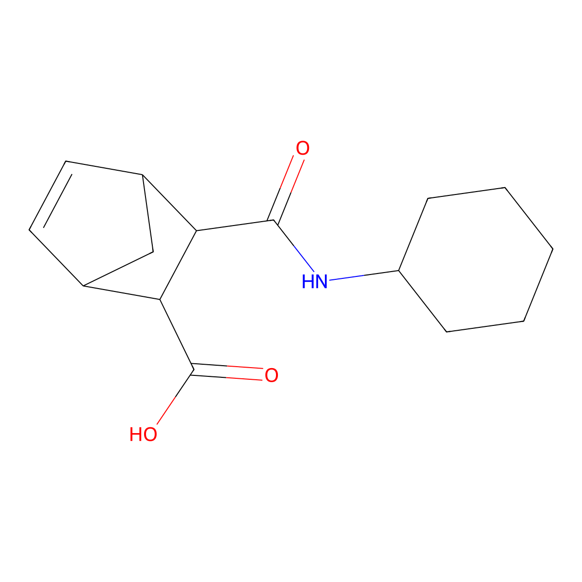 3-(N-Cyclohexylcarbamoyl)-5-norbornene-2-carboxylic acid molecular structure, CAS 126809-49-2