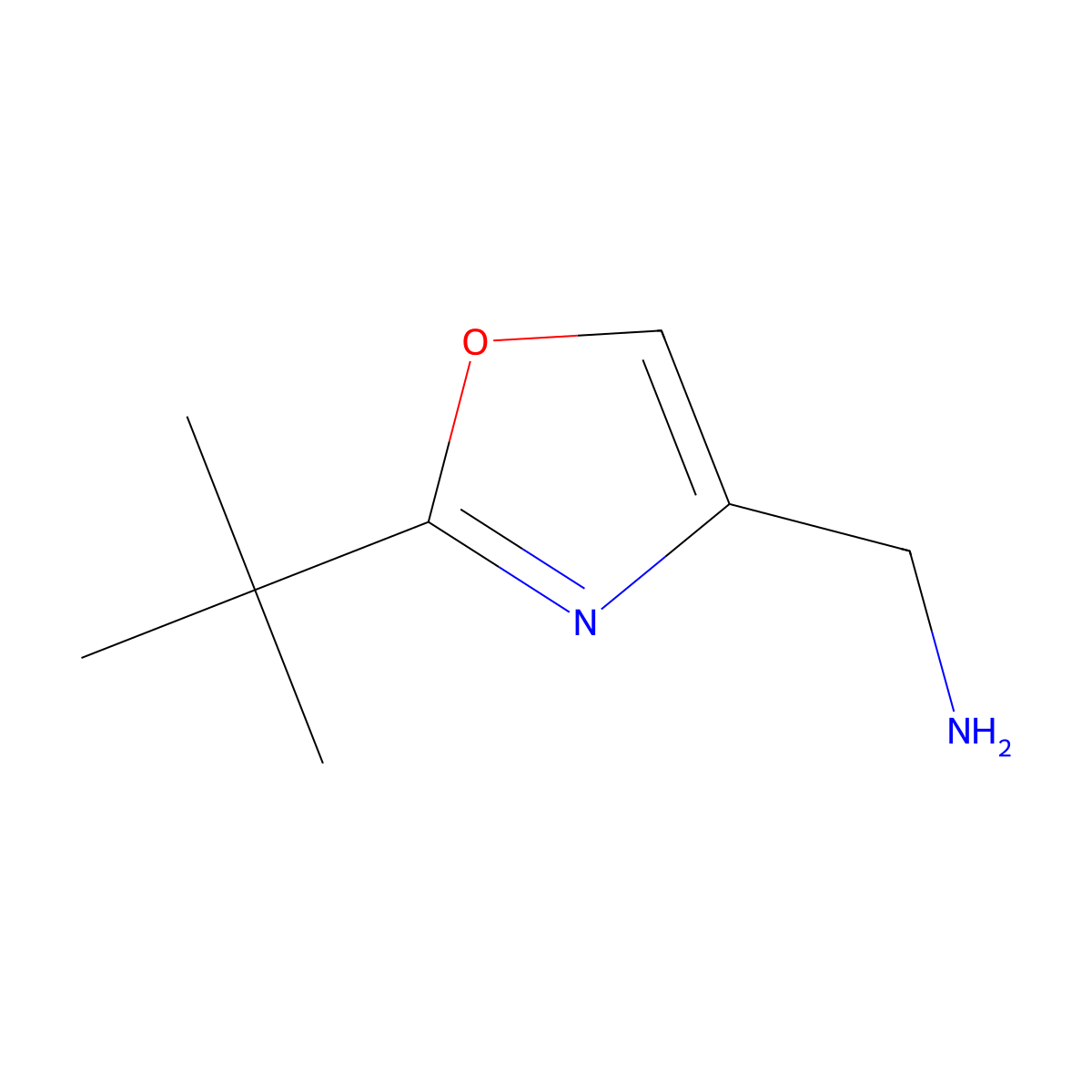 (2-Tert-butyl-1,3-oxazol-4-yl)methanamine molecular structure, CAS 1268091-27-5