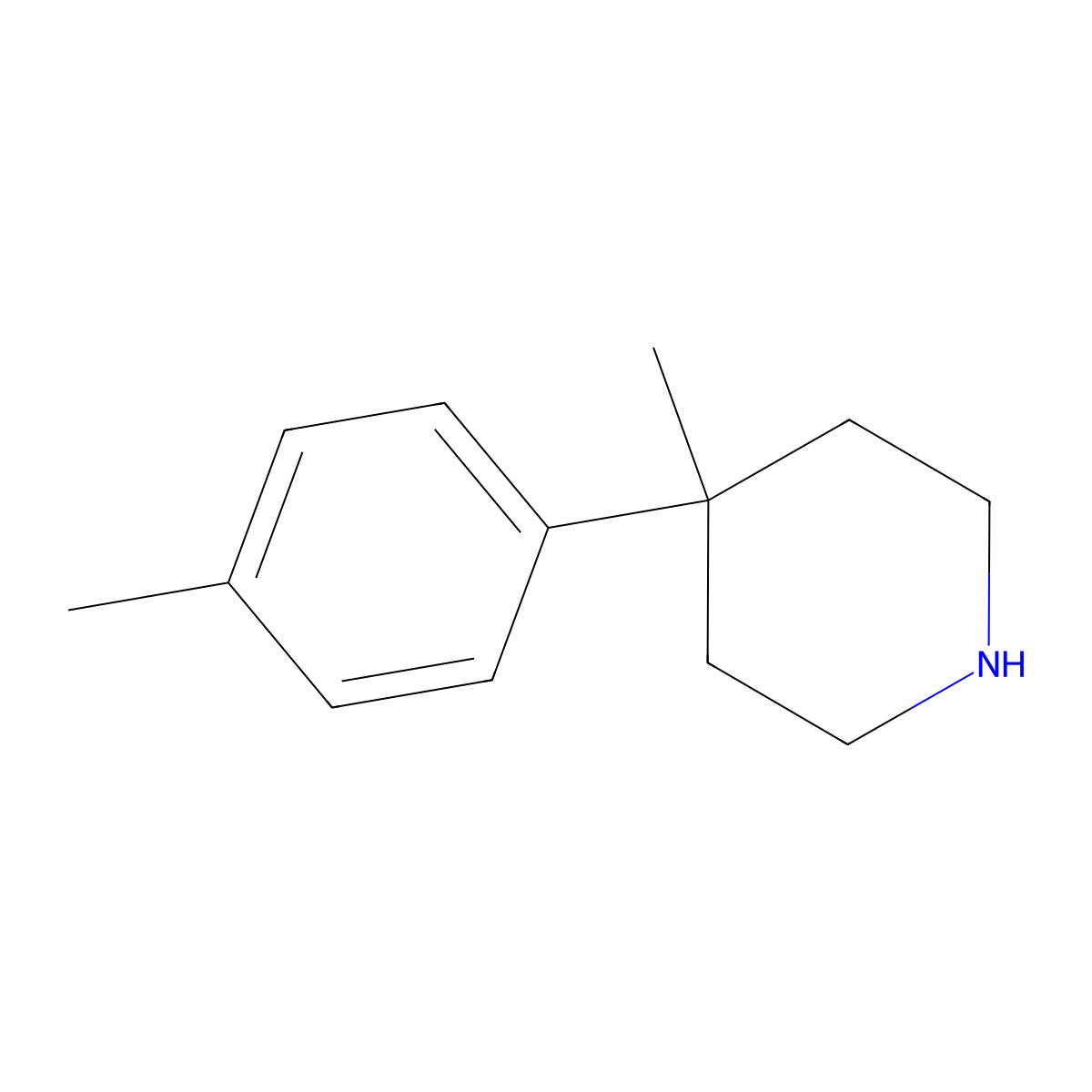 4-Methyl-4-(4-methylphenyl)piperidine molecular structure, CAS 1268093-77-1