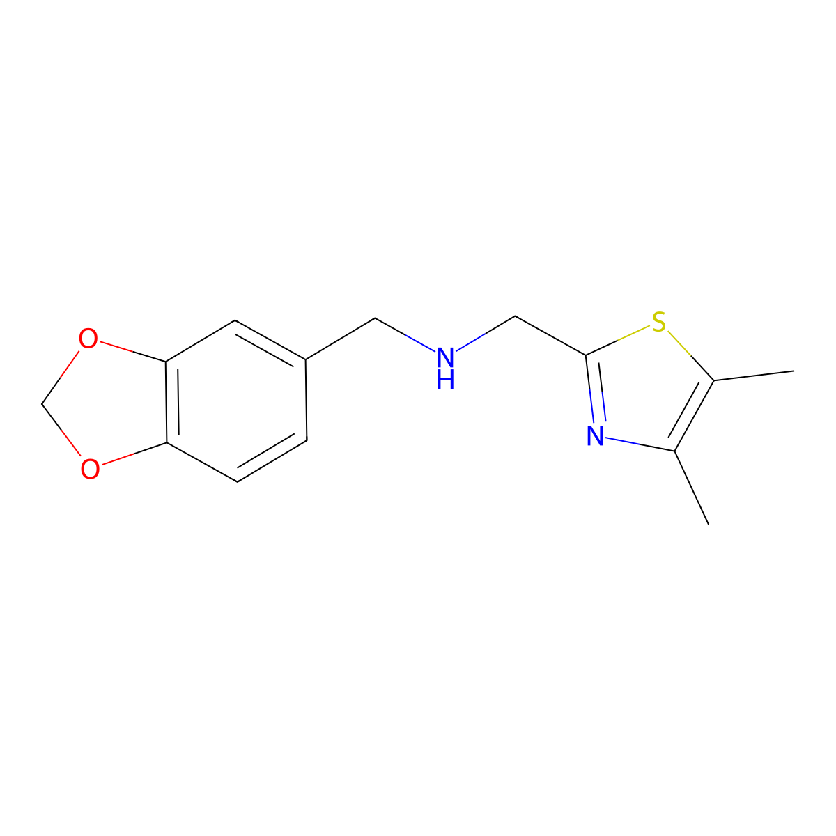 2-Thiazolemethanamine, N-(1,3-benzodioxol-5-ylmethyl)-4,5-dimethyl- molecular structure, CAS 1268095-83-5