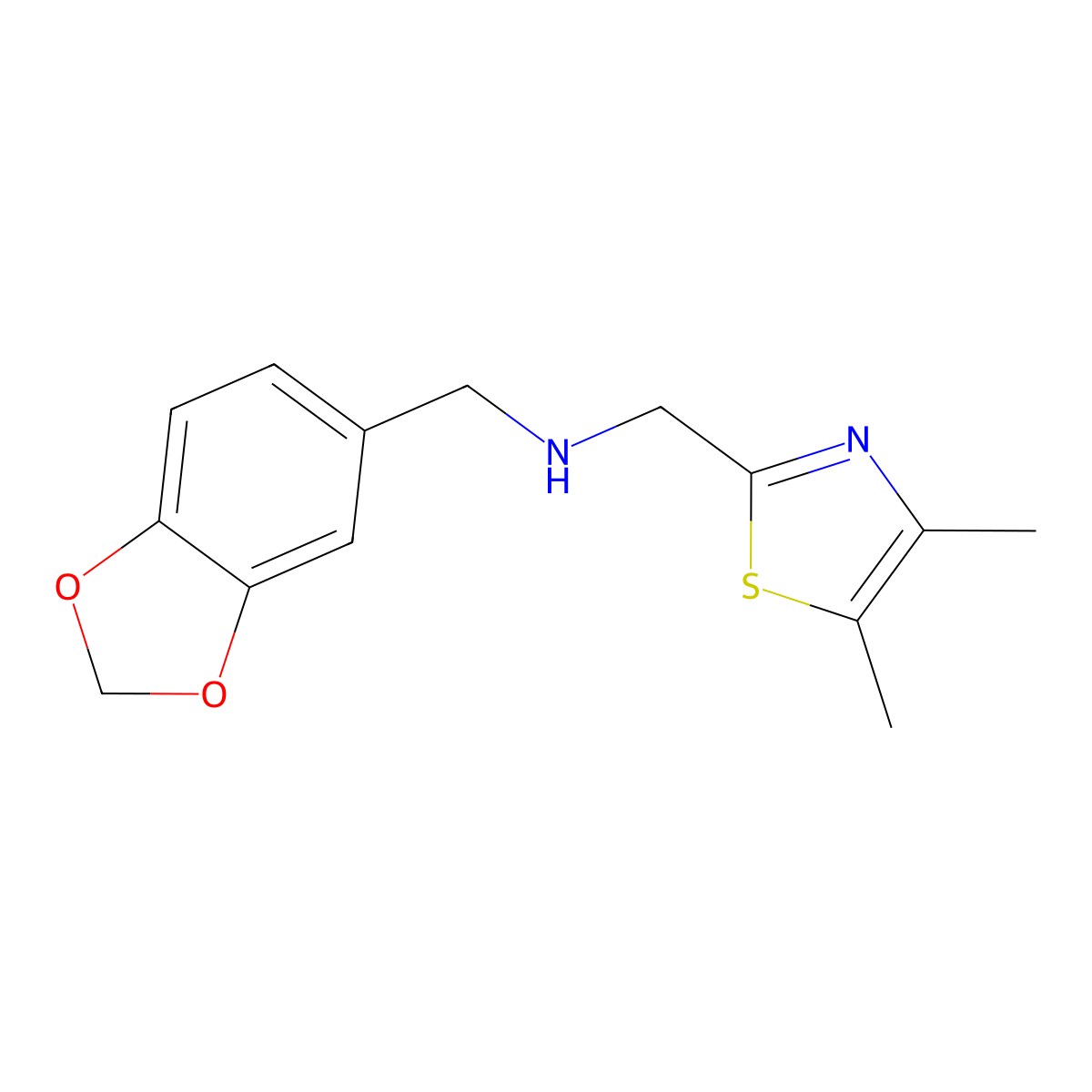 2-Thiazolemethanamine, N-(1,3-benzodioxol-5-ylmethyl)-4,5-dimethyl- molecular structure, CAS 1268095-83-5