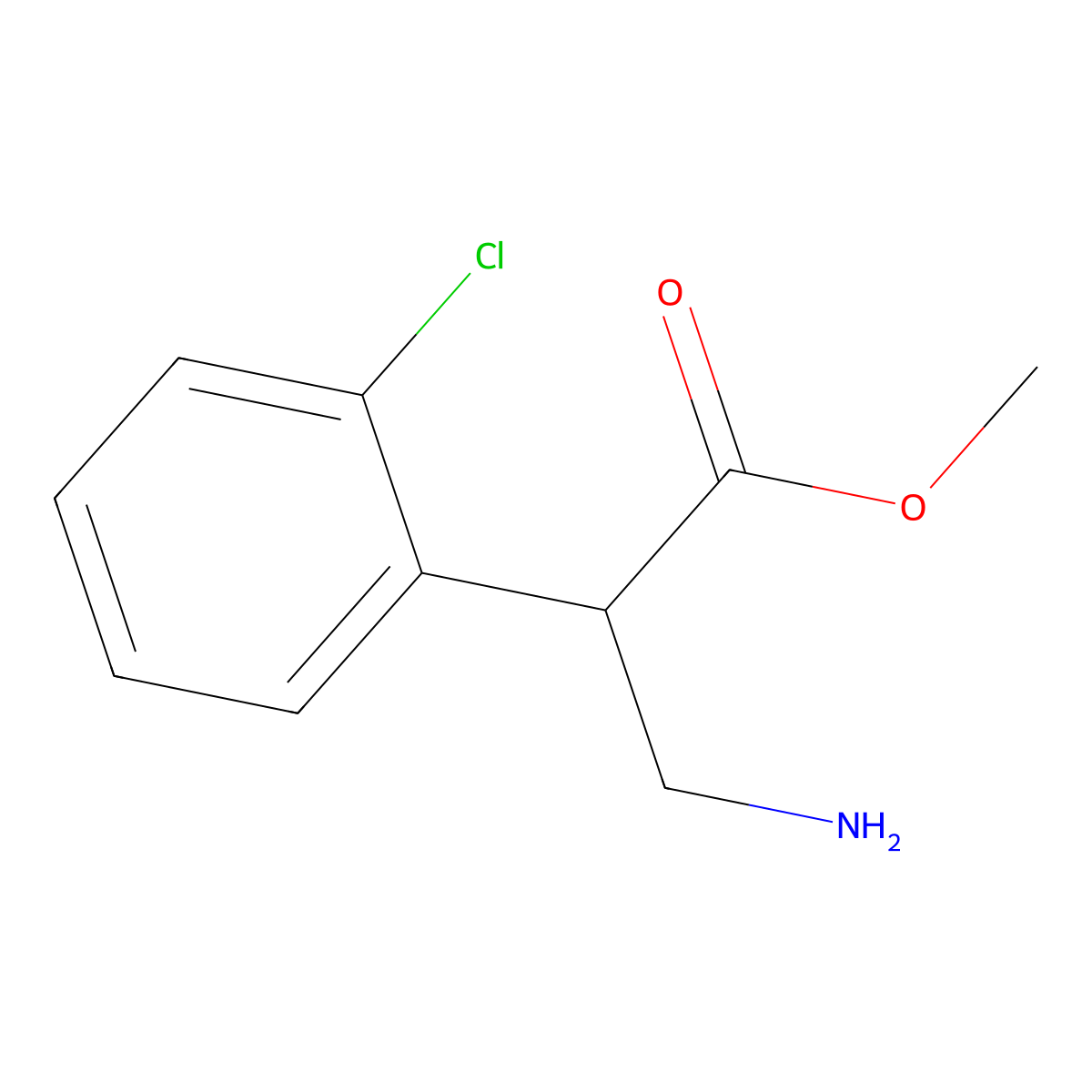 Methyl 3-amino-2-(2-chlorophenyl)propanoate molecular structure, CAS 1268104-49-9