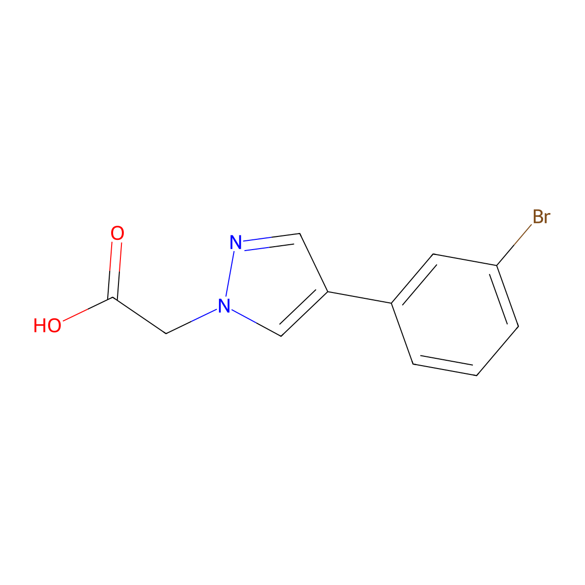 2-(4-(3-Bromophenyl)-1H-pyrazol-1-yl)acetic acid molecular structure, CAS 1268107-31-8