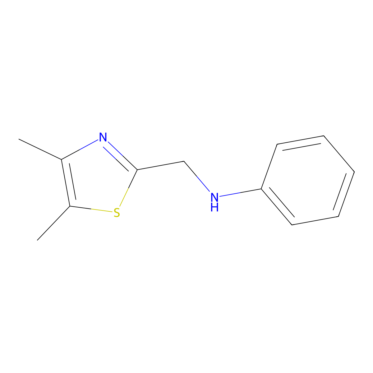 N-[(dimethyl-1,3-thiazol-2-yl)methyl]aniline molecular structure, CAS 1268108-72-0