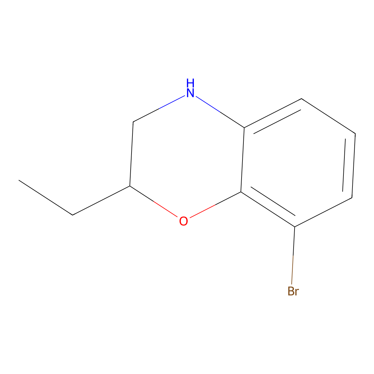 8-Bromo-2-ethyl-3,4-dihydro-2H-1,4-benzoxazine molecular structure, CAS 1268118-78-0