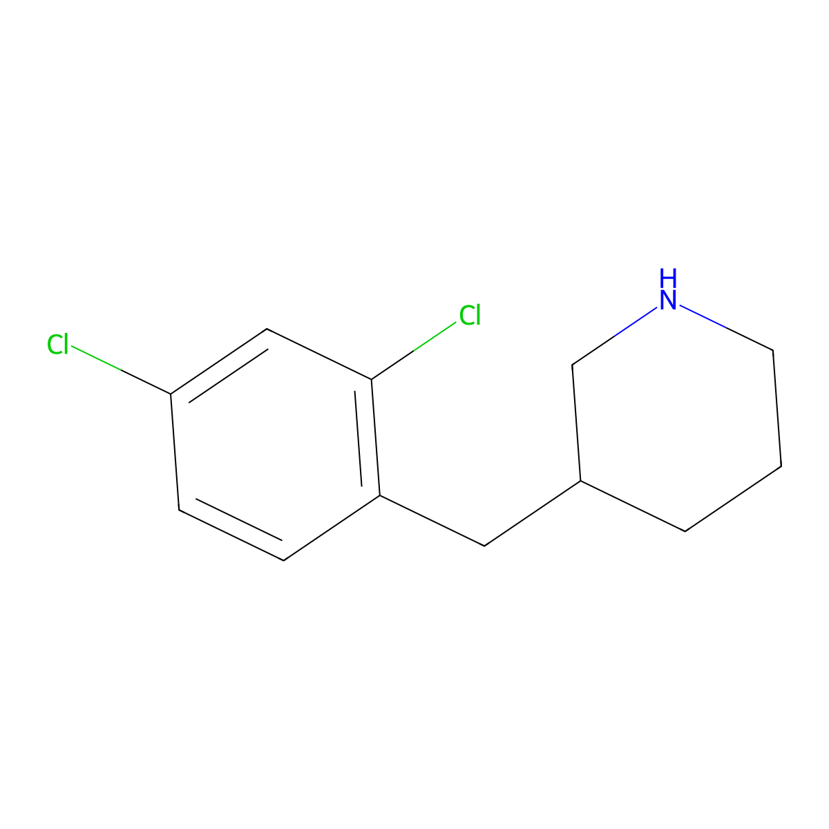 3-[(2,4-Dichlorophenyl)methyl]piperidine molecular structure, CAS 1268133-69-2