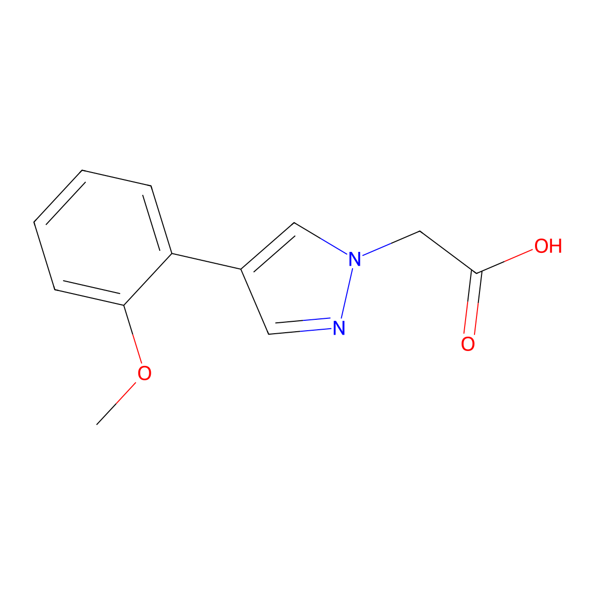 2-(4-(2-Methoxyphenyl)-1H-pyrazol-1-yl)acetic acid molecular structure, CAS 1268134-39-9