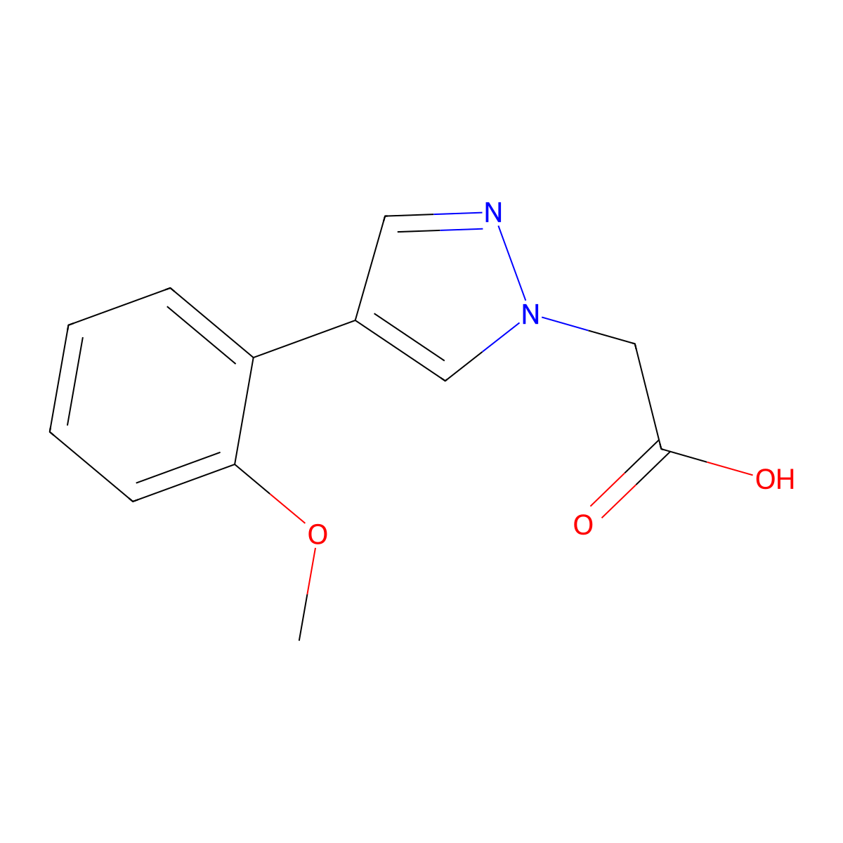 2-(4-(2-Methoxyphenyl)-1H-pyrazol-1-yl)acetic acid molecular structure, CAS 1268134-39-9