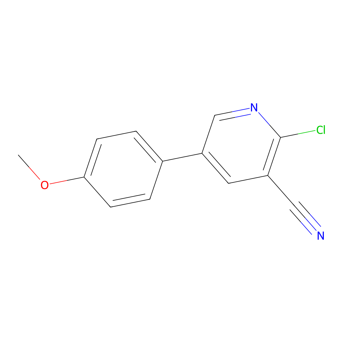 2-Chloro-5-(4-methoxyphenyl)nicotinonitrile molecular structure, CAS 1268152-11-9