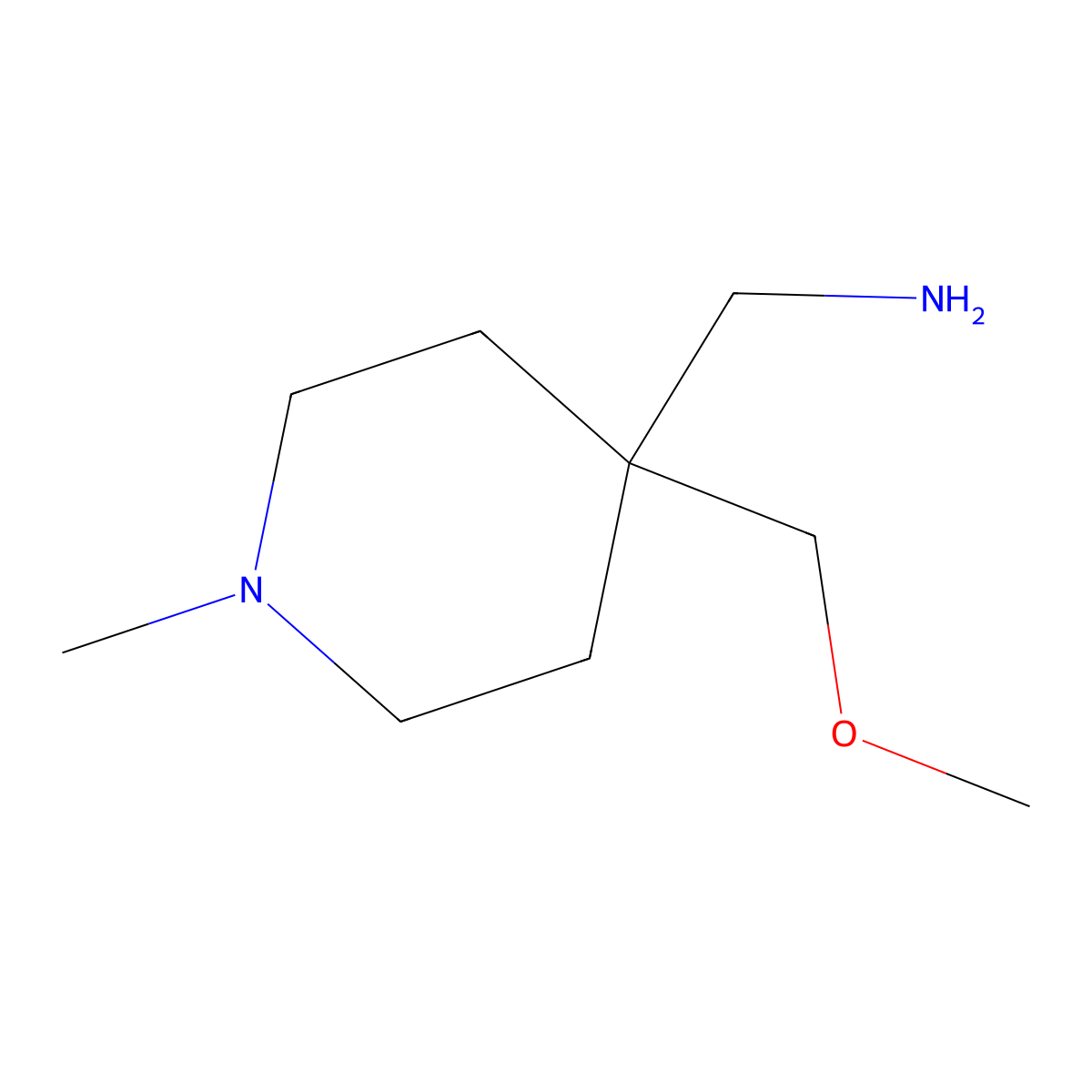 1-[4-(Methoxymethyl)-1-methylpiperidin-4-yl]methanamine molecular structure, CAS 1268154-31-9