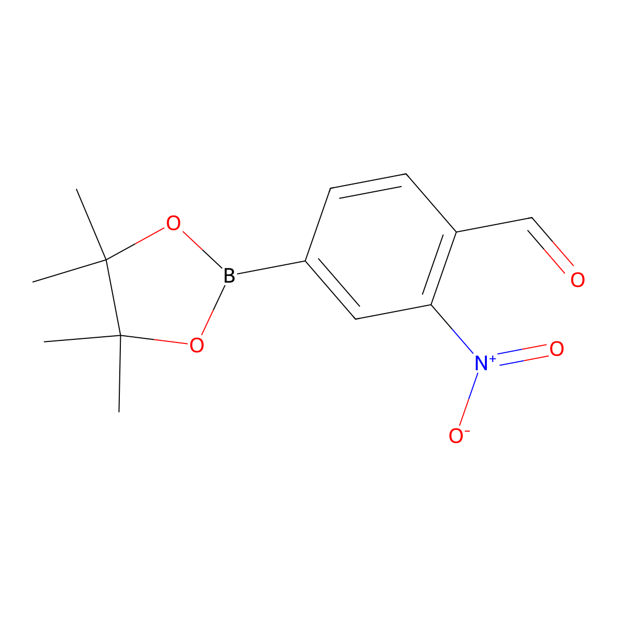 2-Nitro-4-(4,4,5,5-tetramethyl-1,3,2-dioxaborolan-2-yl)benzaldehyde molecular structure, CAS 1268163-62-7