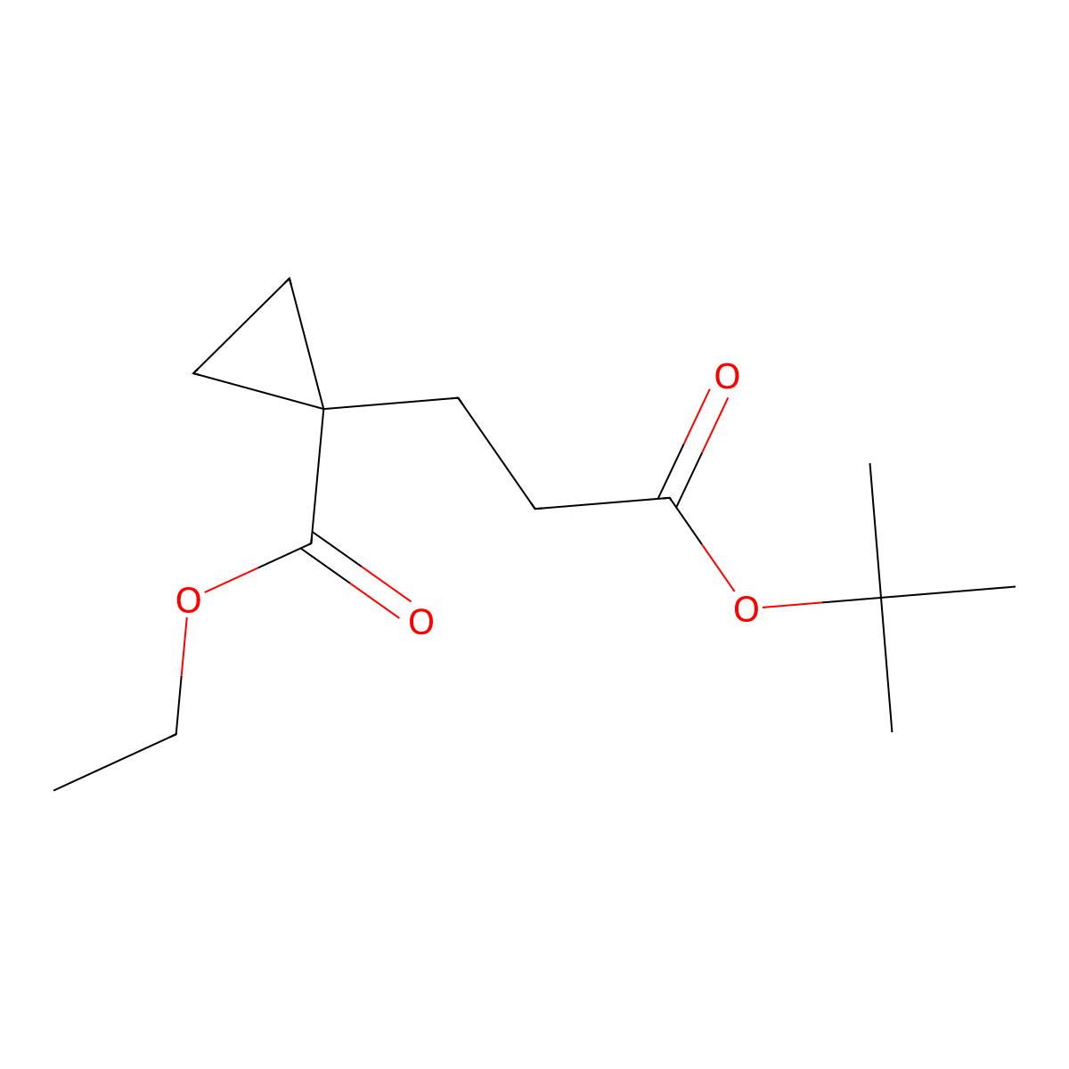 Ethyl 1-(3-(tert-butoxy)-3-oxopropyl)cyclopropane-1-carboxylate molecular structure, CAS 126822-33-1
