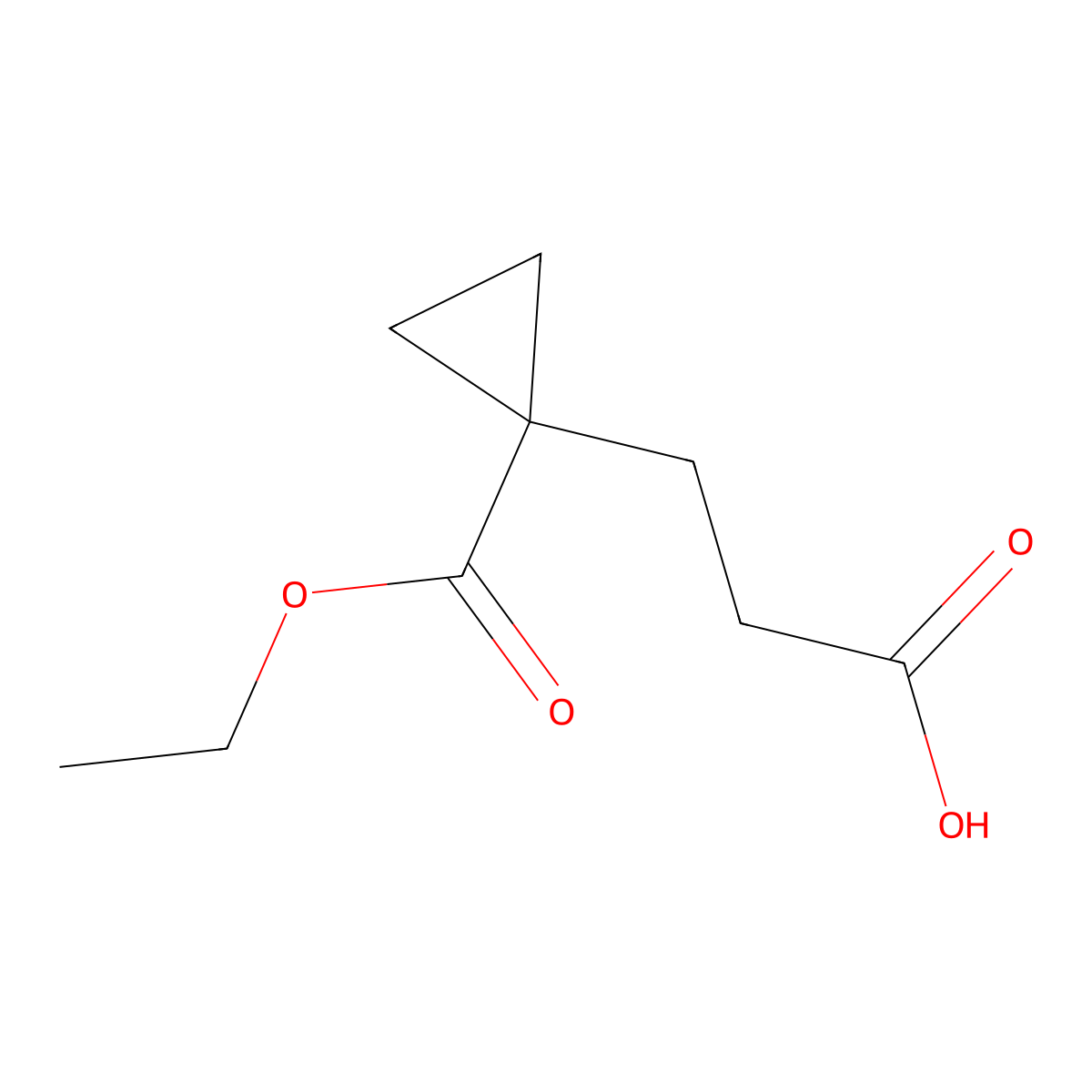 3-(1-(Ethoxycarbonyl)cyclopropyl)propanoic acid molecular structure, CAS 126822-34-2