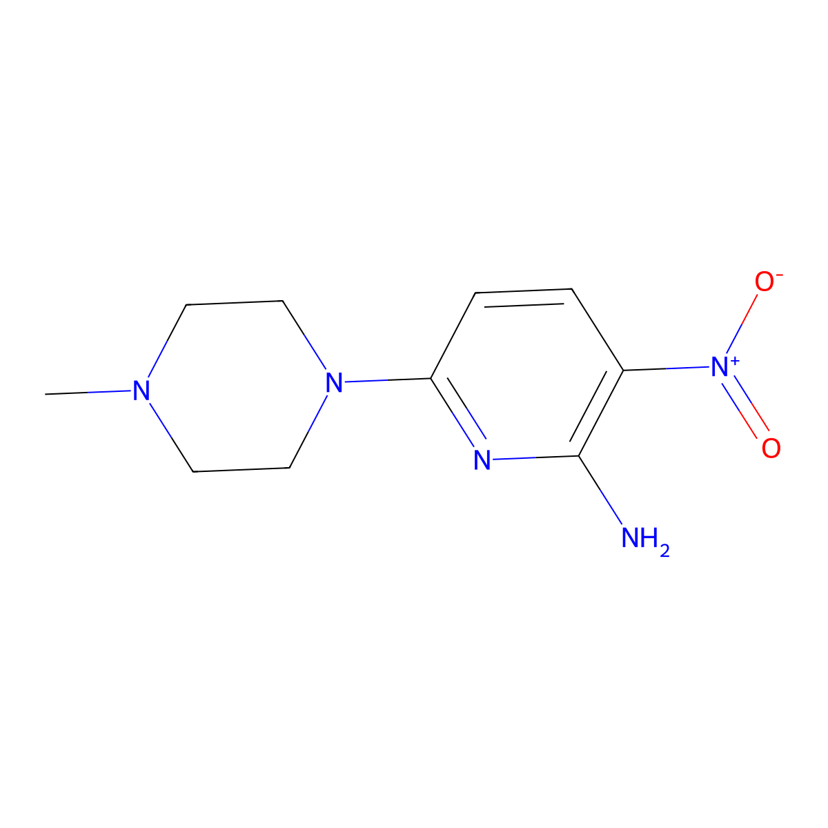 6-(4-Methylpiperazin-1-yl)-3-nitropyridin-2-amine molecular structure, CAS 126824-11-1