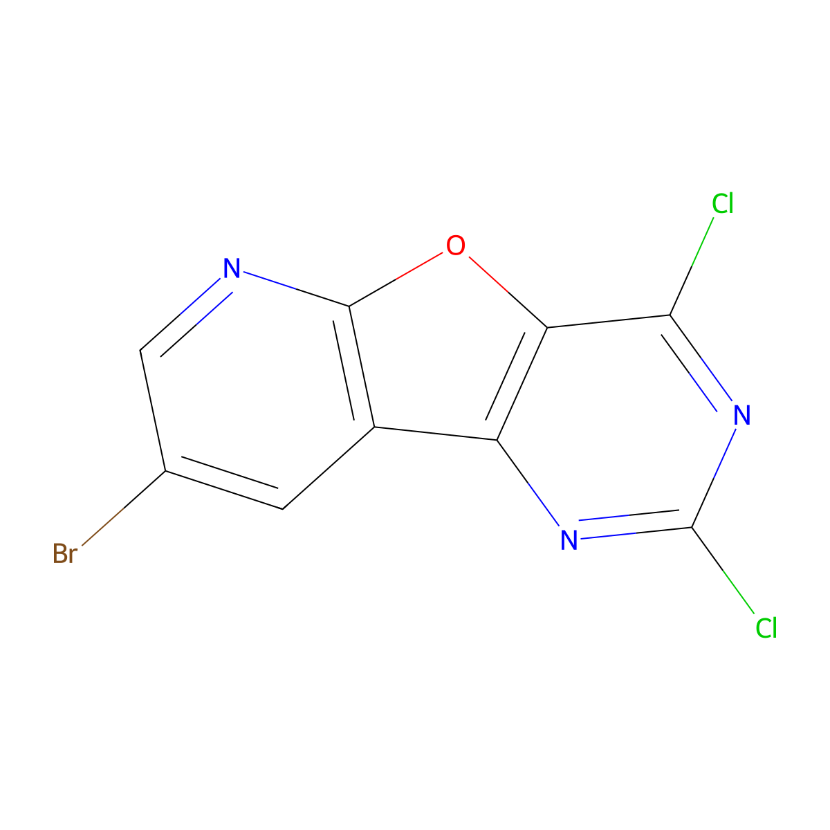 8-Bromo-2,4-dichloropyrido[3',2':4,5]furo[3,2-d]pyrimidine molecular structure, CAS 1268241-77-5