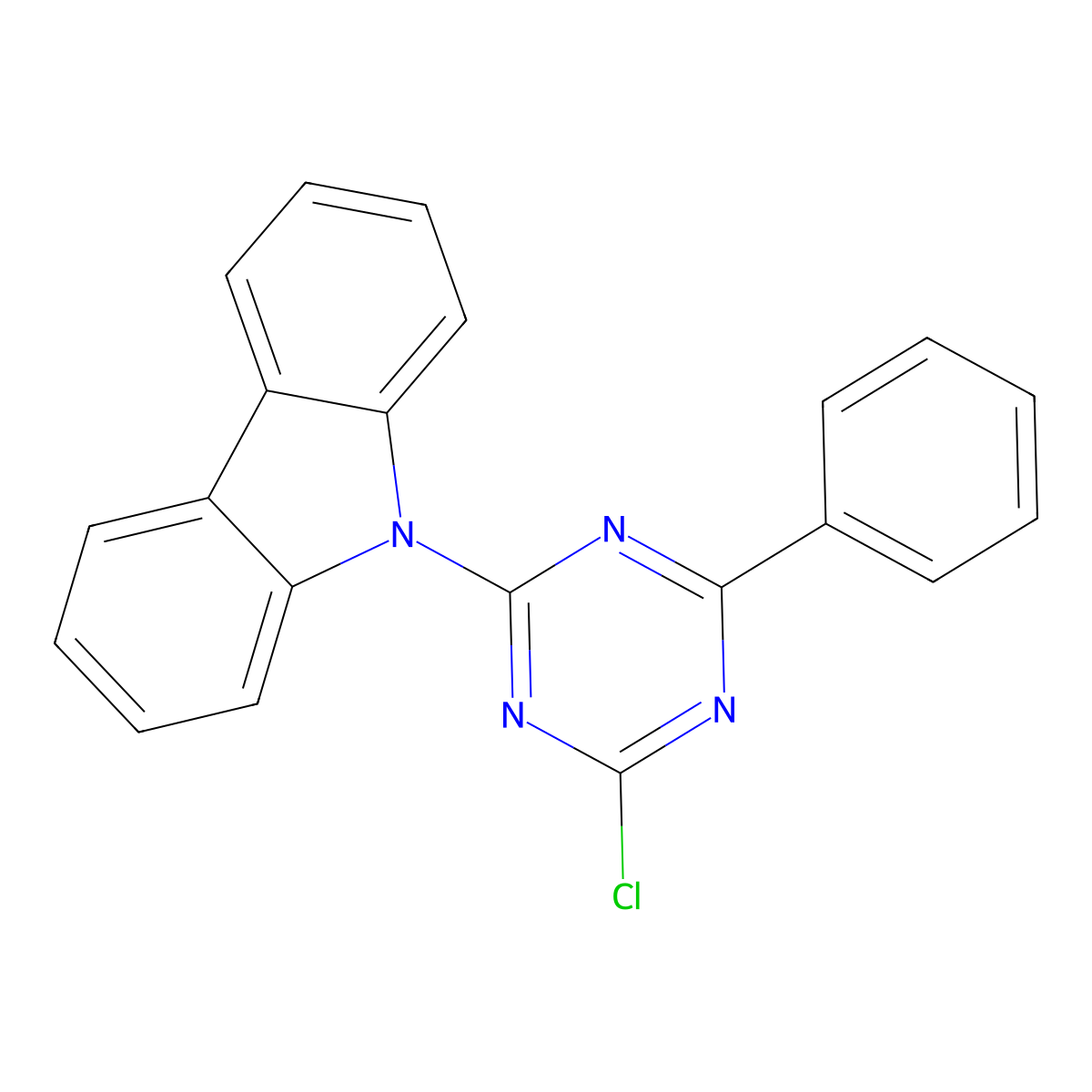 9-(4-chloro-6-phenyl-1,3,5-triazin-2-yl)-9H-carbazole molecular structure, CAS 1268244-56-9