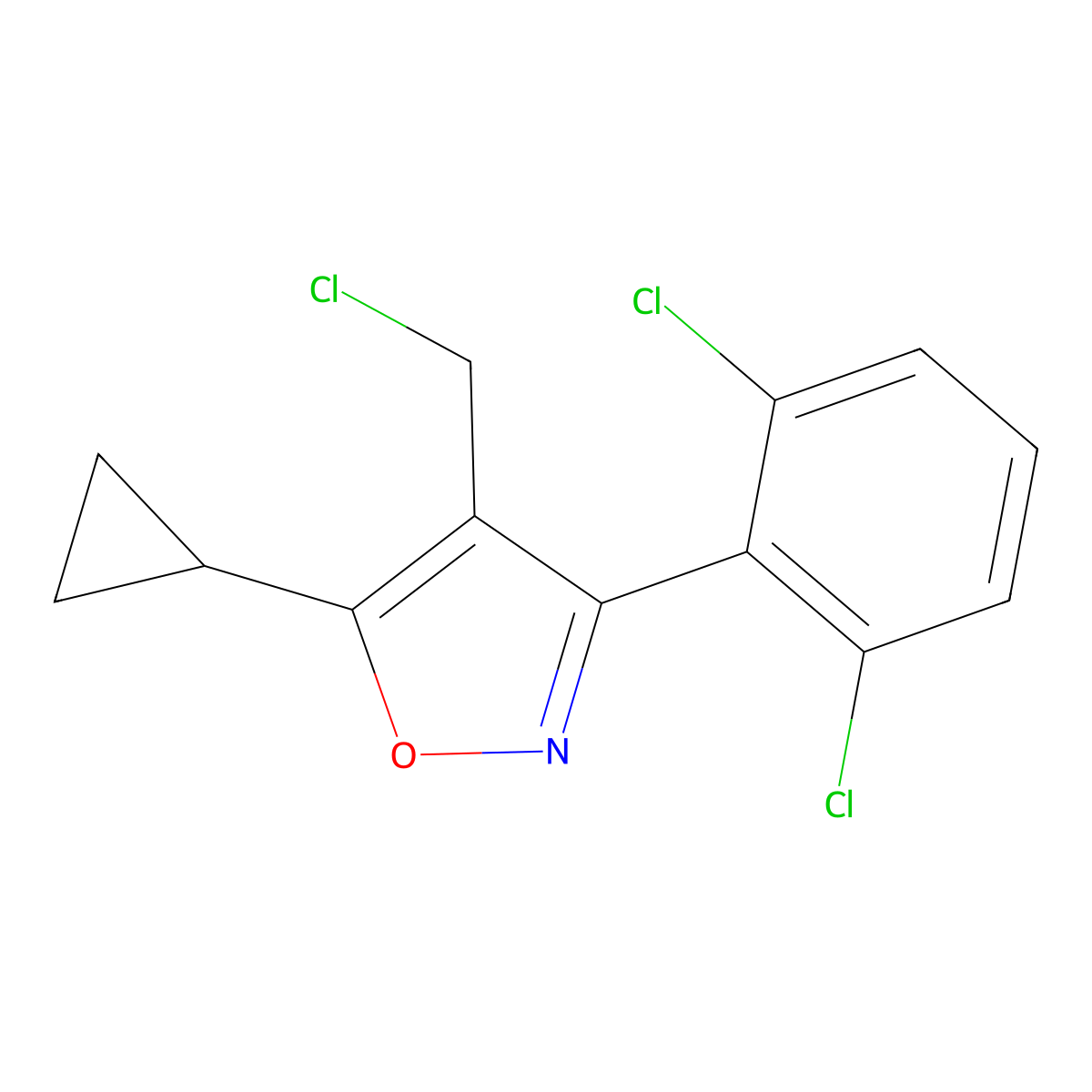 4-(Chloromethyl)-5-cyclopropyl-3-(2,6-dichlorophenyl)-1,2-oxazole molecular structure, CAS 1268245-50-6