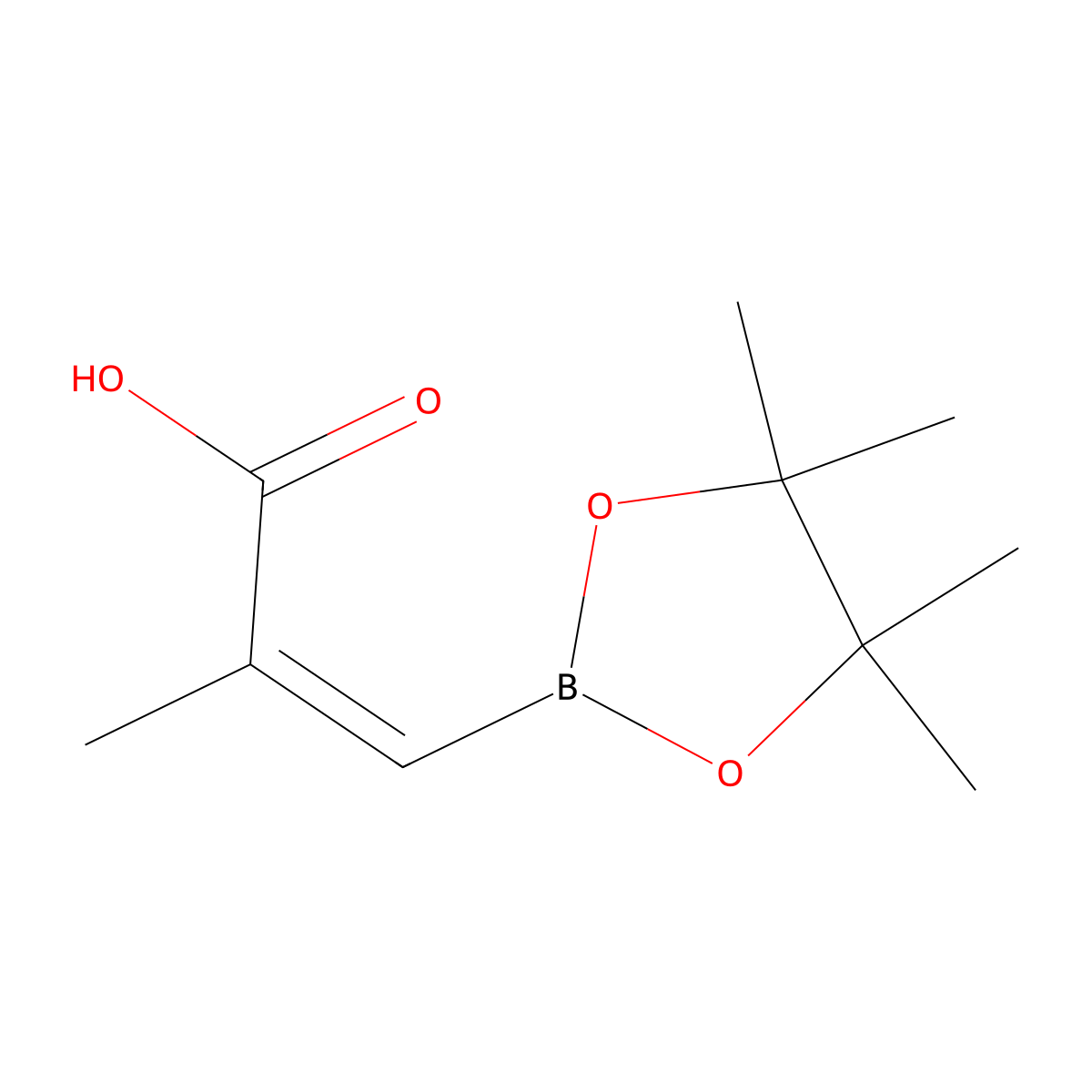 2-Methyl-3-(tetramethyl-1,3,2-dioxaborolan-2-yl)prop-2-enoic acid molecular structure, CAS 1268246-89-4