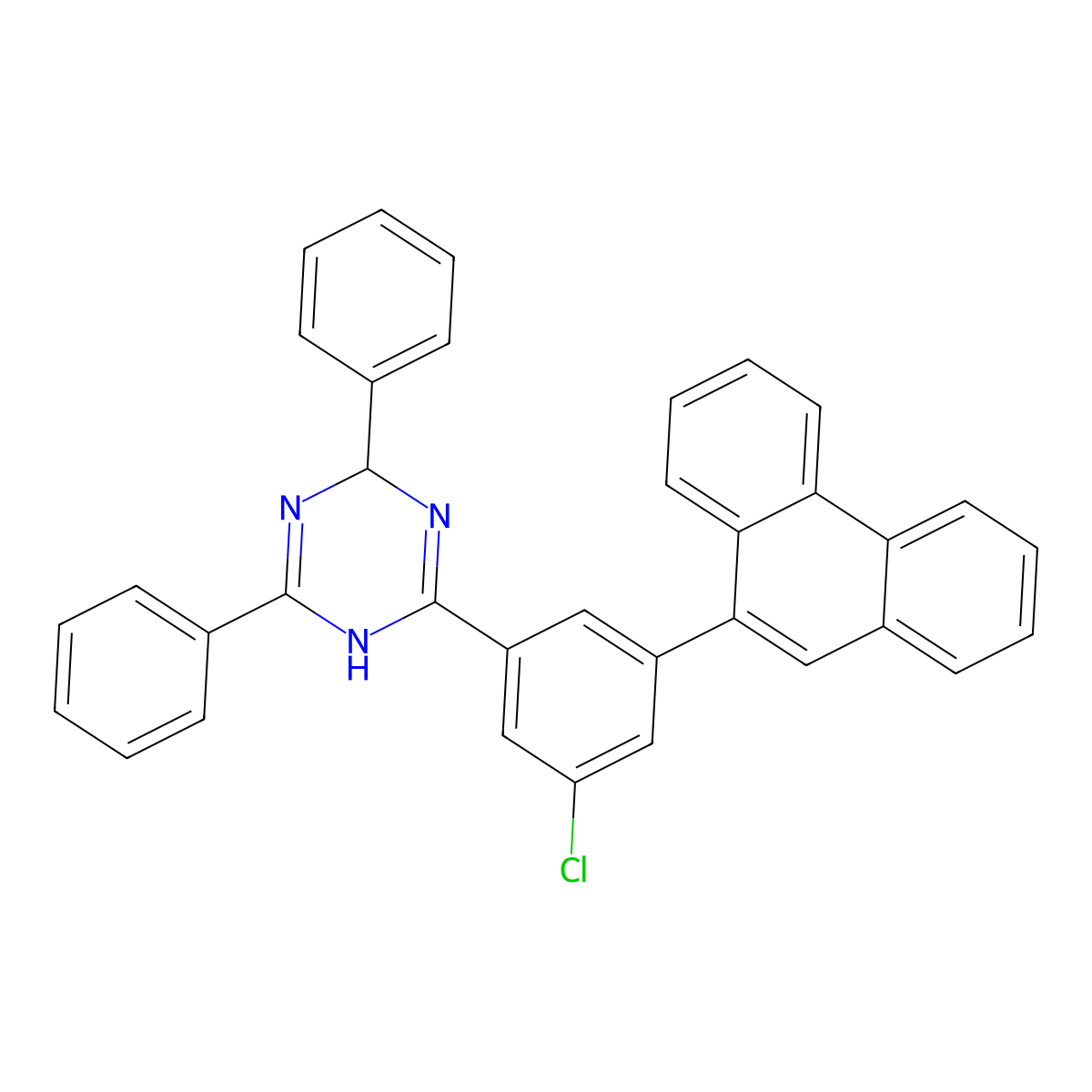 4-(3-Chloro-5-phenanthren-9-yl-phenyl)-2,6-diphenyl-1,2-dihydro-[1,3,5]triazine molecular structure, CAS 1268251-22-4