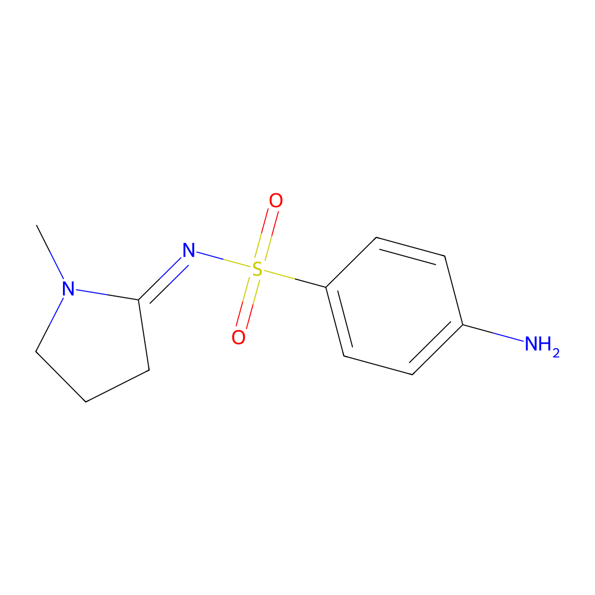 4-amino-N-(1-methylpyrrolidin-2-ylidene)benzenesulfonamide molecular structure, CAS 126826-47-9