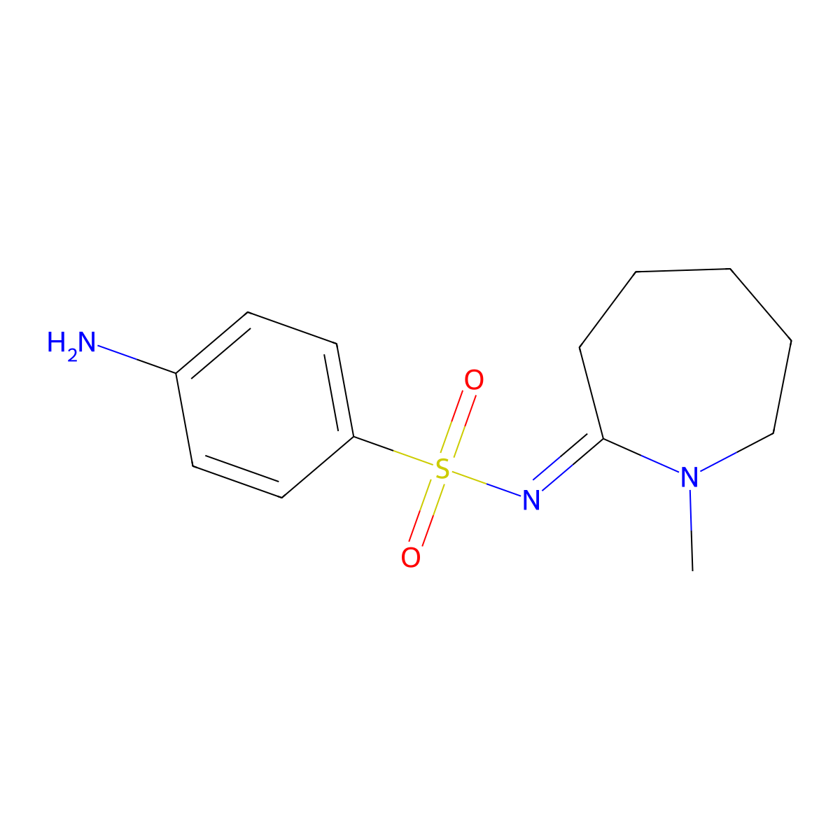 4-amino-N-[(2Z)-1-methylazepan-2-ylidene]benzene-1-sulfonamide molecular structure, CAS 126826-62-8