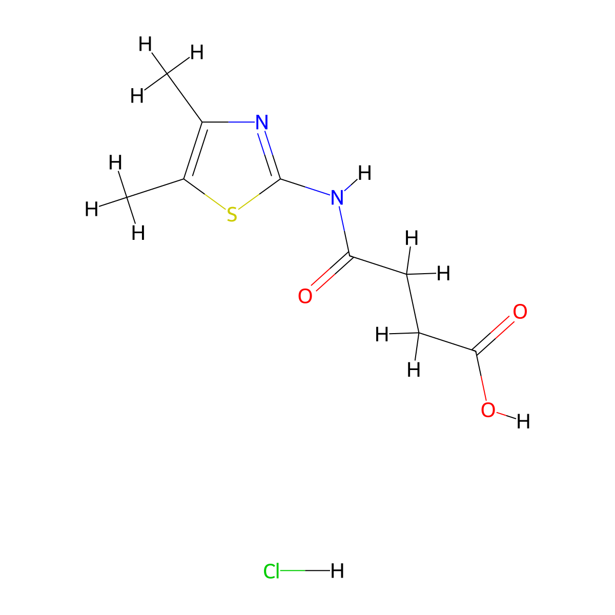 3-[(Dimethyl-1,3-thiazol-2-yl)carbamoyl]propanoic acid hydrochloride molecular structure, CAS 1268330-74-0
