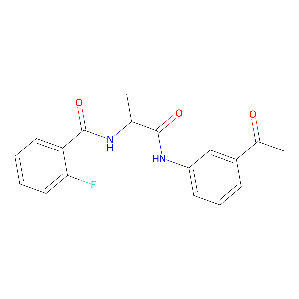 N-{1-[(3-acetylphenyl)amino]-1-oxopropan-2-yl}-2-fluorobenzamide molecular structure, CAS 1268331-15-2