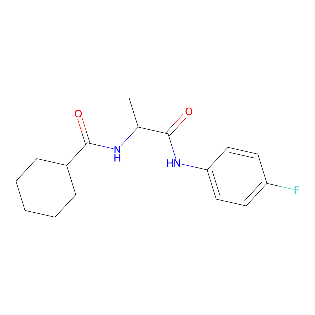 N-{1-[(4-fluorophenyl)amino]-1-oxopropan-2-yl}cyclohexanecarboxamide molecular structure, CAS 1268331-29-8