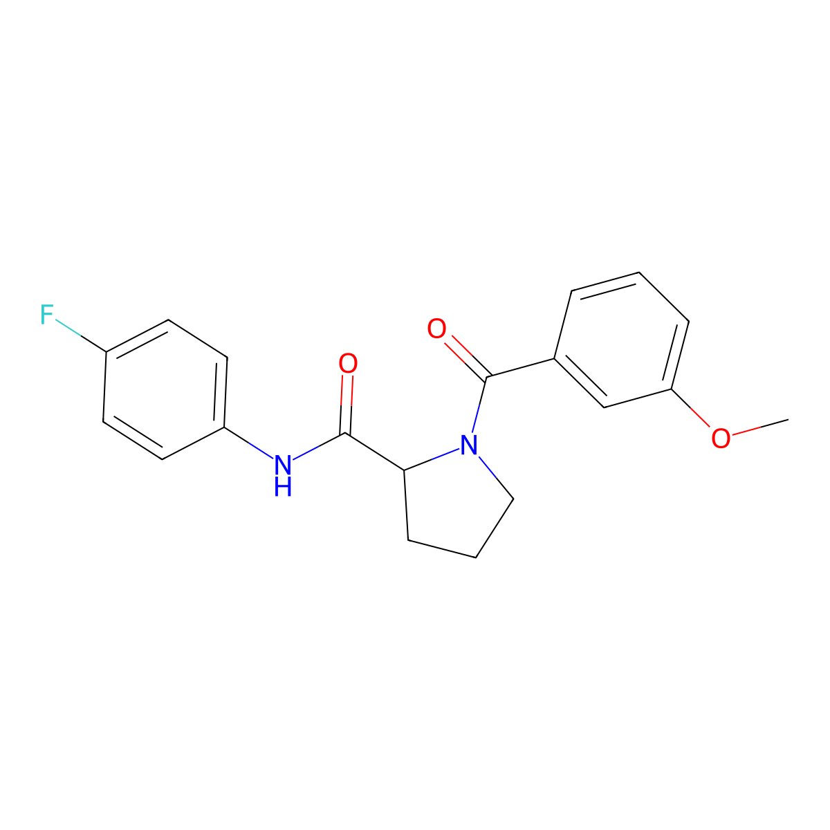 N-(4-fluorophenyl)-1-[(3-methoxyphenyl)carbonyl]prolinamide molecular structure, CAS 1268331-30-1