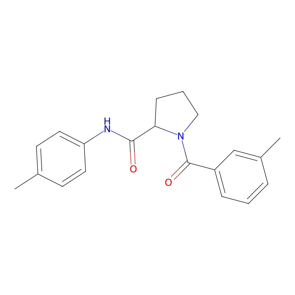 N-(4-methylphenyl)-1-[(3-methylphenyl)carbonyl]prolinamide molecular structure, CAS 1268331-75-4