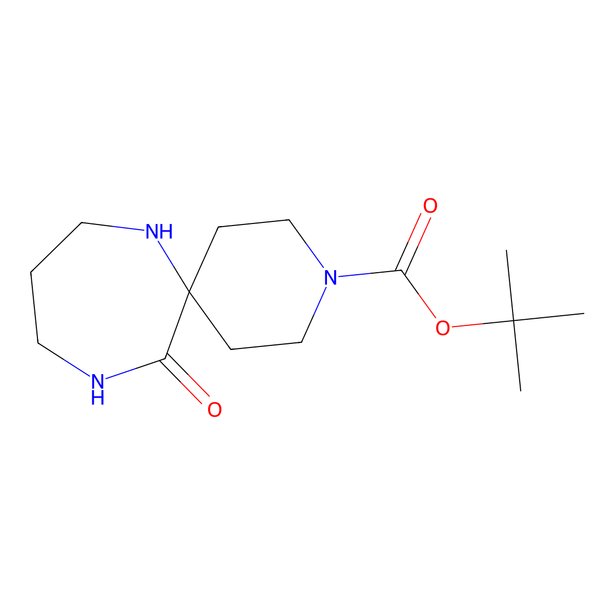 Tert-butyl 12-oxo-3,7,11-triazaspiro[5.6]dodecane-3-carboxylate molecular structure, CAS 1268334-76-4