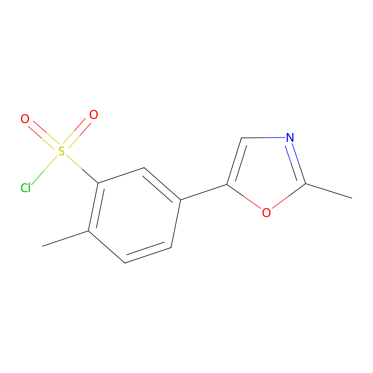 2-Methyl-5-(2-methyl-1,3-oxazol-5-yl)benzenesulfonyl chloride molecular structure, CAS 1268334-77-5