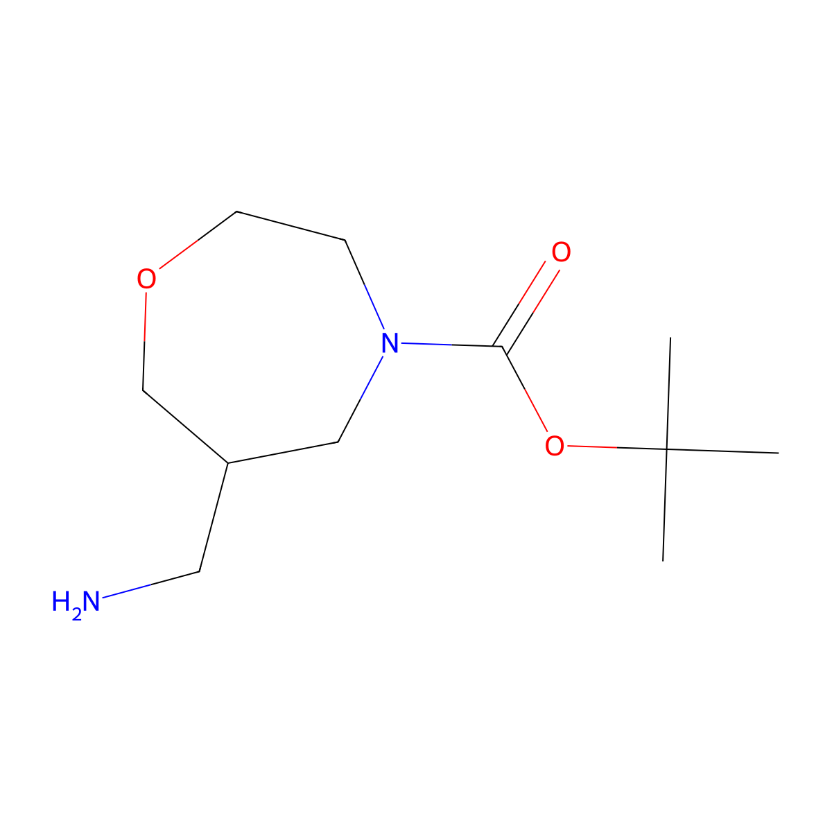 tert-Butyl 6-(aminomethyl)-1,4-oxazepane-4-carboxylate molecular structure, CAS 1268334-90-2