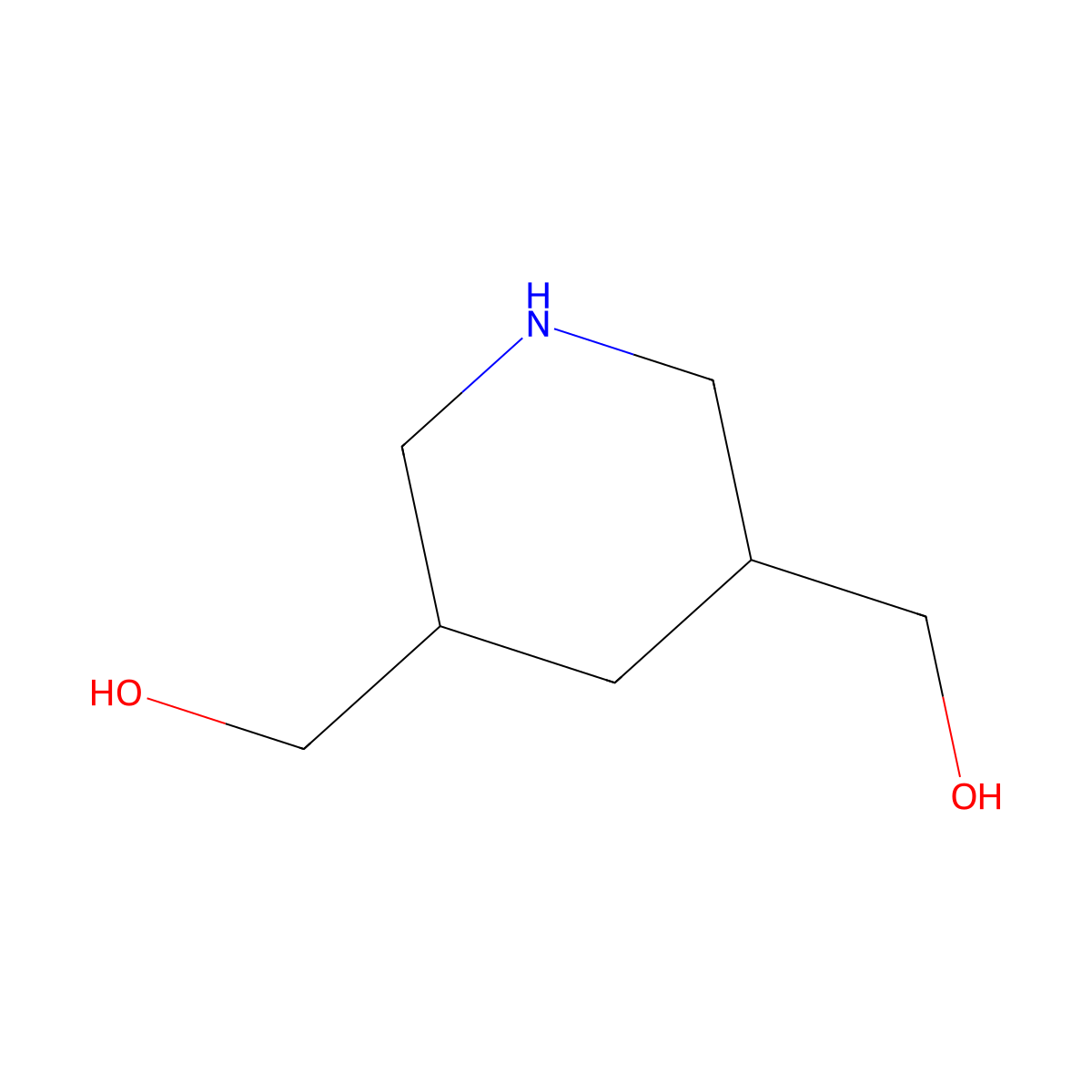 rel-((3R,5S)-Piperidine-3,5-diyl)dimethanol molecular structure, CAS 1268334-92-4