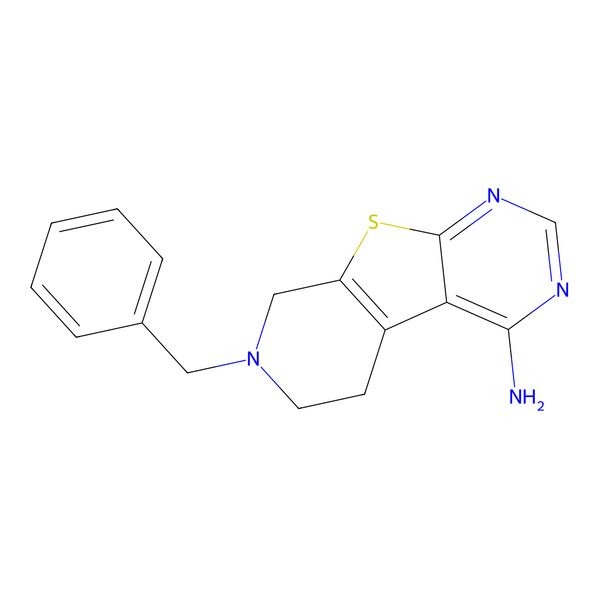 7-Benzyl-5,6,7,8-tetrahydropyrido[4',3':4,5]thieno[2,3-d]pyrimidin-4-amine molecular structure, CAS 126834-61-5
