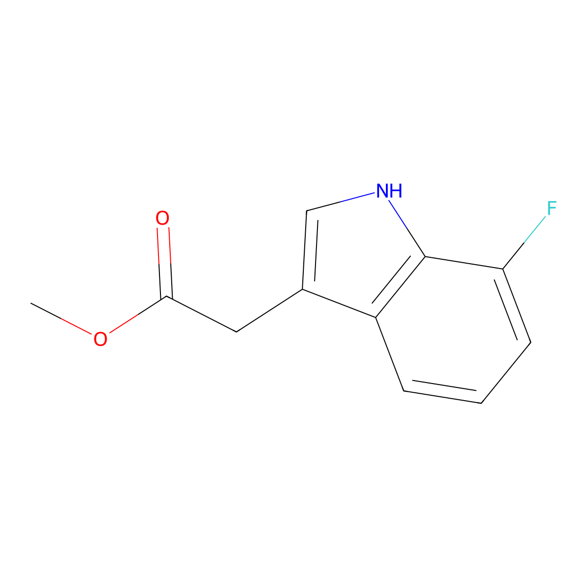 Methyl 2-(7-fluoro-1H-indol-3-yl)acetate molecular structure, CAS 1268340-21-1