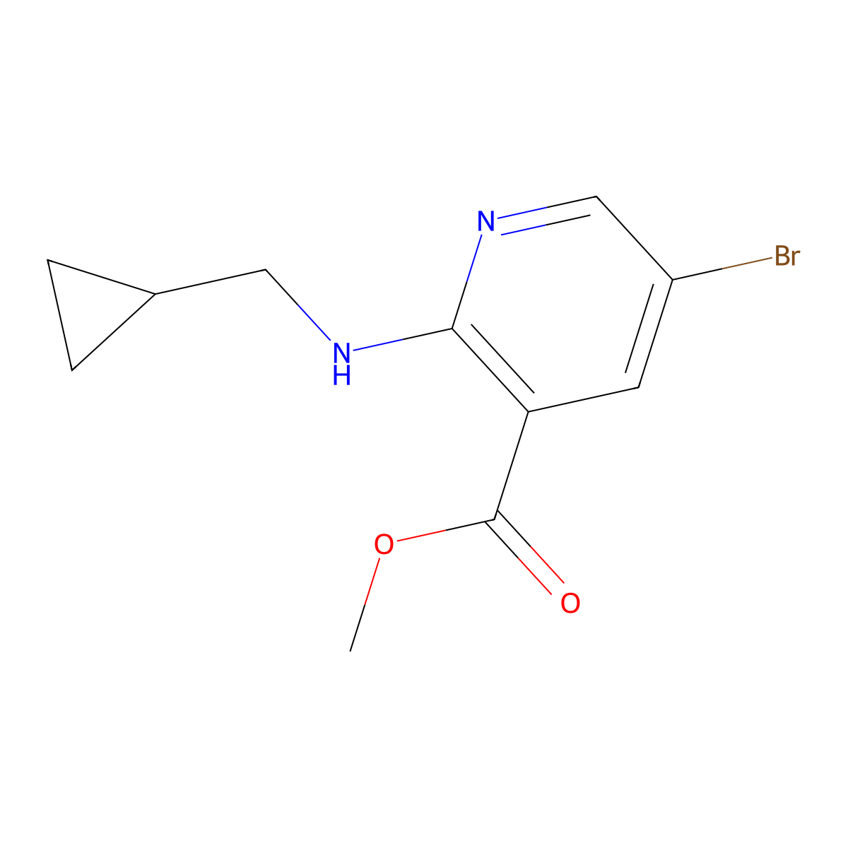 Methyl 5-bromo-2-((cyclopropylmethyl)amino)nicotinate molecular structure, CAS 1268348-61-3