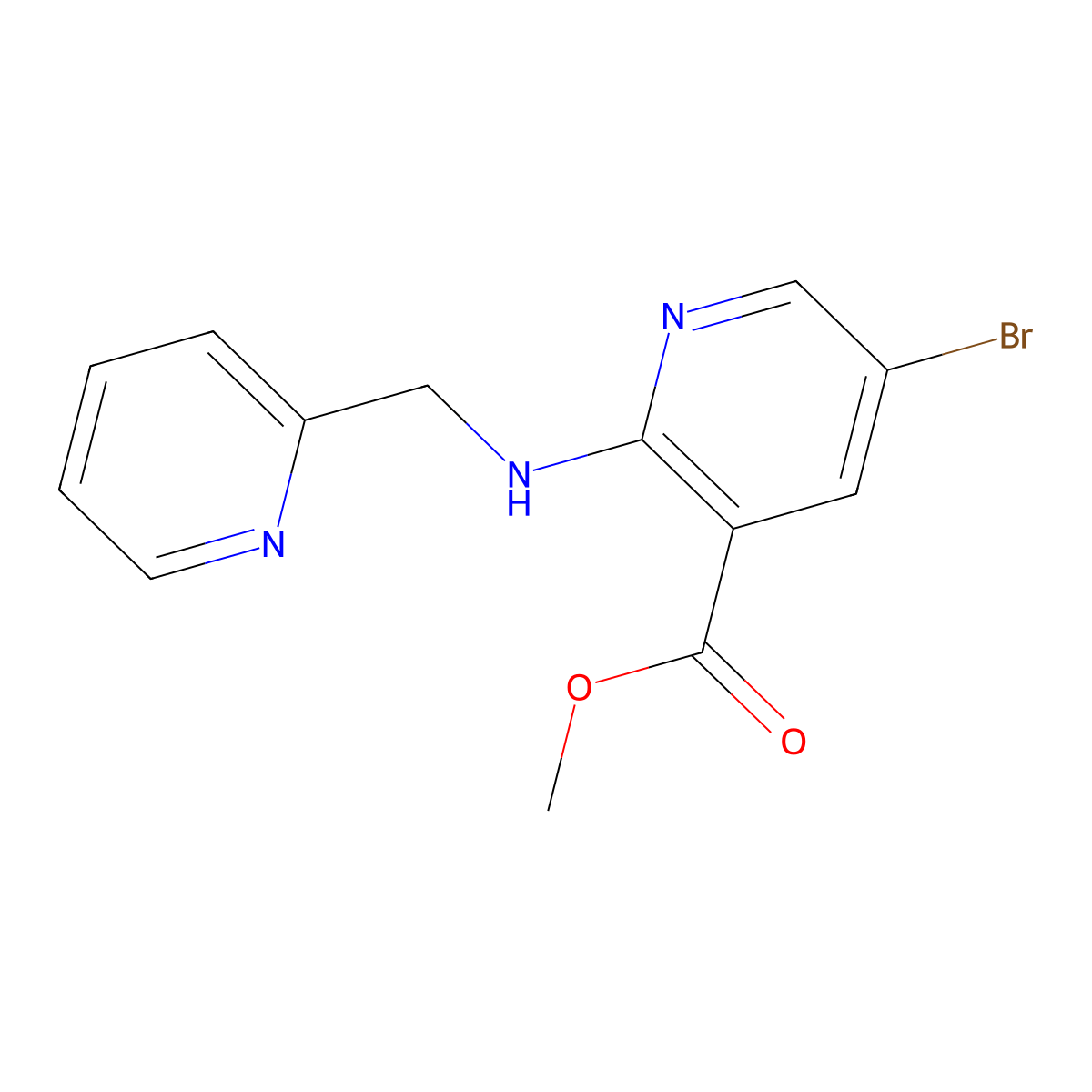 Methyl 5-bromo-2-[(2-pyridinylmethyl)amino]-3-pyridinecarboxylate molecular structure, CAS 1268348-70-4